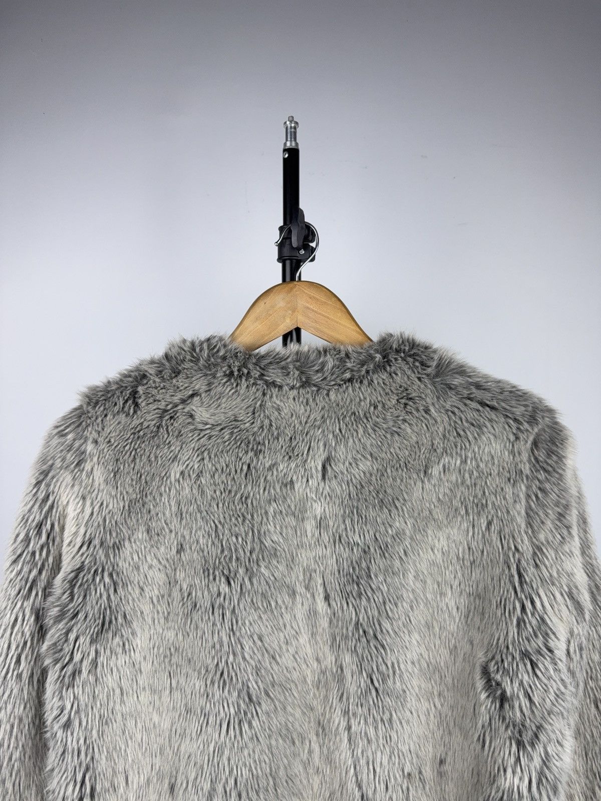 Benetton Y2K Avant Garde Benetton Grey Faux Fur Luxury Jacket Size S / US 4 / IT 40 - 11 Thumbnail