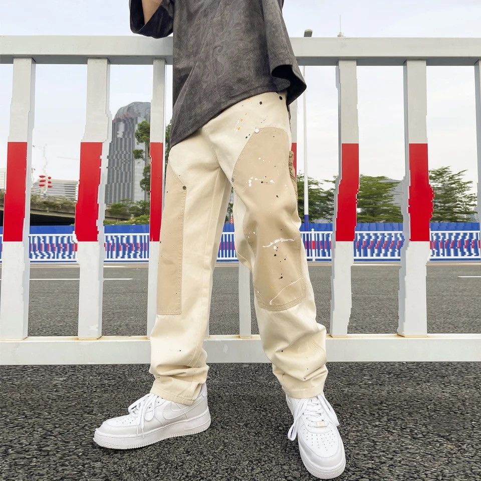 Japanese Brand × Vintage Khaki Cashew Flower Pants Overalls Ink Splashing Size US 30 / EU 46 - 6 Thumbnail