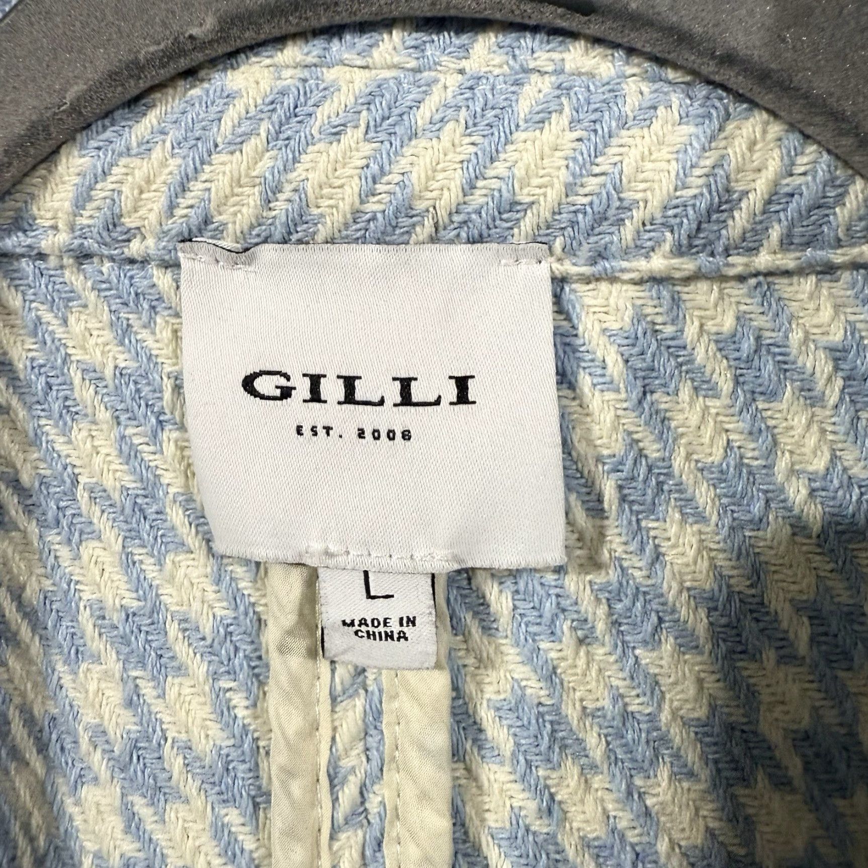 Vintage Gilli Blazer Houndstooth Double-Breasted Notch Lapel Blue Womens Size L Size L / US 10 / IT 46 - 7 Thumbnail