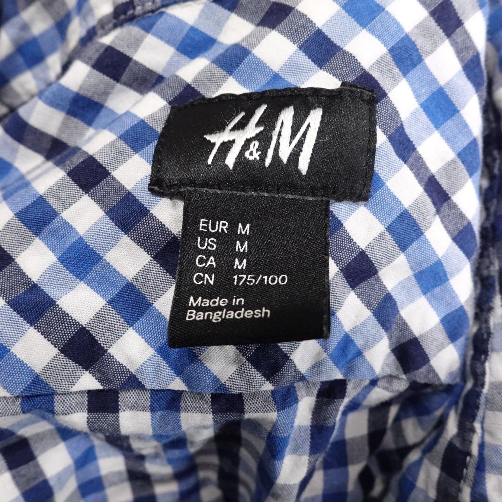 H&M H&M Shirt Mens Medium Blue White Gingham Check Short Sleeve Button Front Cotton Shirt - Mens Size US M / EU 48-50 / 2 - 6 Thumbnail