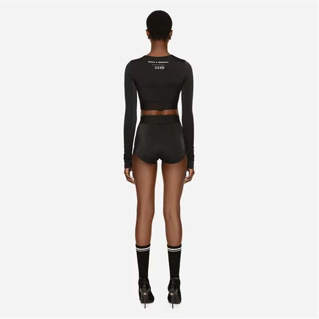Dolce & Gabbana o1g2r1mq1024 Long Sleeved Stretch Jersey Top in Black Size M / US 6-8 / IT 42-44 - 4 Thumbnail