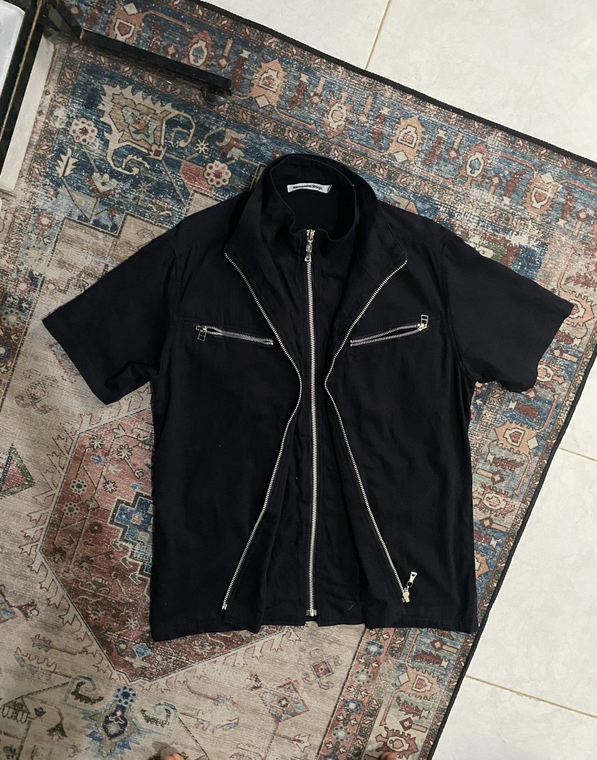 Semantic design Double Layer Zipper Shirt