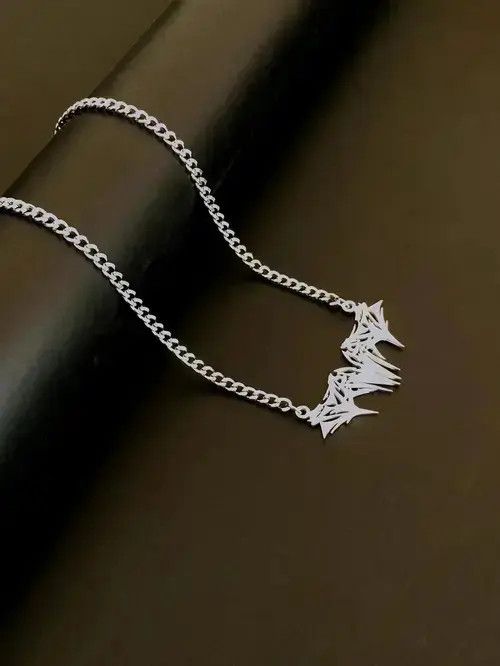 Jewelry × Vintage Retro Punk Necklace Chain Minimal Stainless Steel Size ONE SIZE - 4 Thumbnail