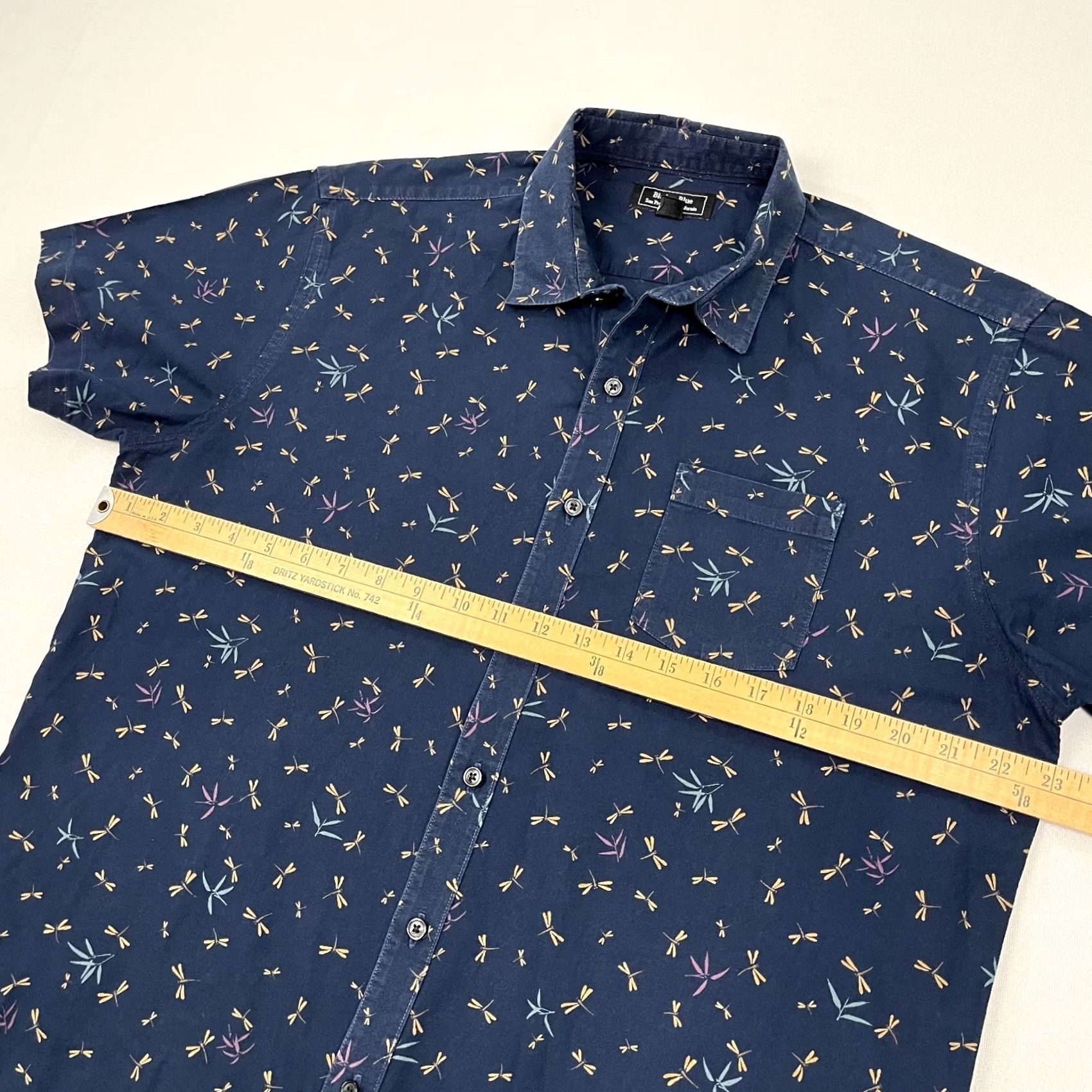 Vintage Blade + Blue USA Shirt Mens L Button-Up Short Sleeve Cam Blue Butterfly Print Preppy S/S Size US L / EU 52-54 / 3 - 5 Thumbnail