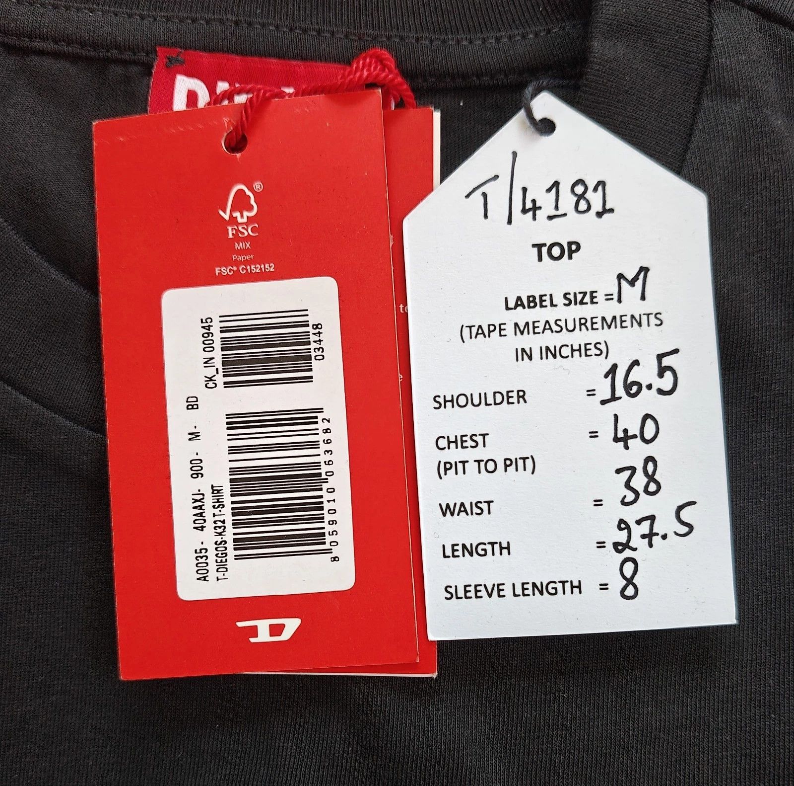 Diesel DIESEL Black Tshirt with Hardwear Denim Division print T4181 Size US M / EU 48-50 / 2 - 5 Thumbnail