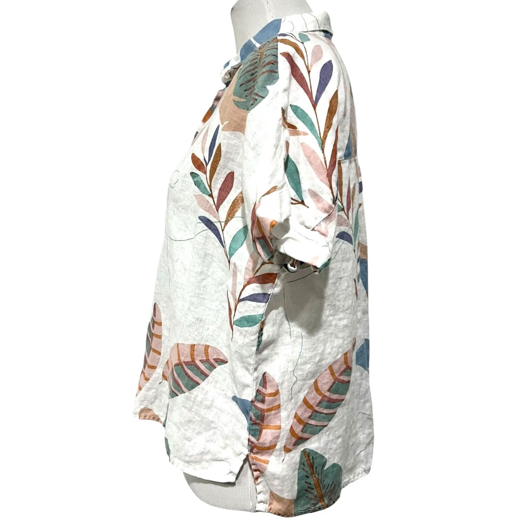 Cynthia Rowley VINTAGE Cynthia Rowley Tropical Print 100% Linen Button Up Top Women’s Sz L Shirt Women Tropical 90s Mens? Size M / US 6-8 / IT 42-44 - 4 Thumbnail