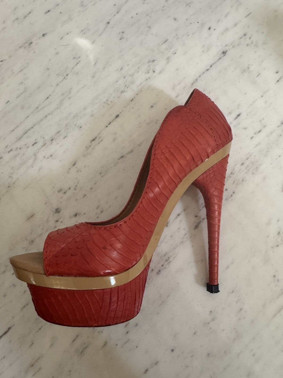Designer × L.A.M.B. L.A.M.B leather red platform heels Size US 6.5 / IT 36.5 - 4 Thumbnail