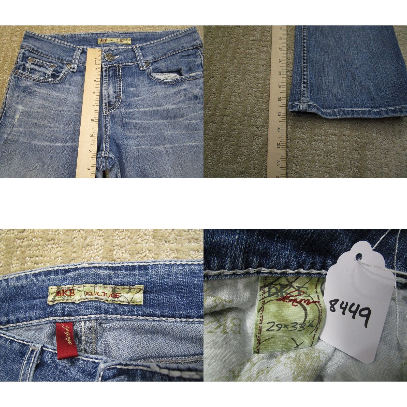 Vintage Buckle Jeans Women 29 Blue Bootcut Distressed Light Wash 5-Pocket Denim Low Rise VTG Size 29" - 8 Thumbnail