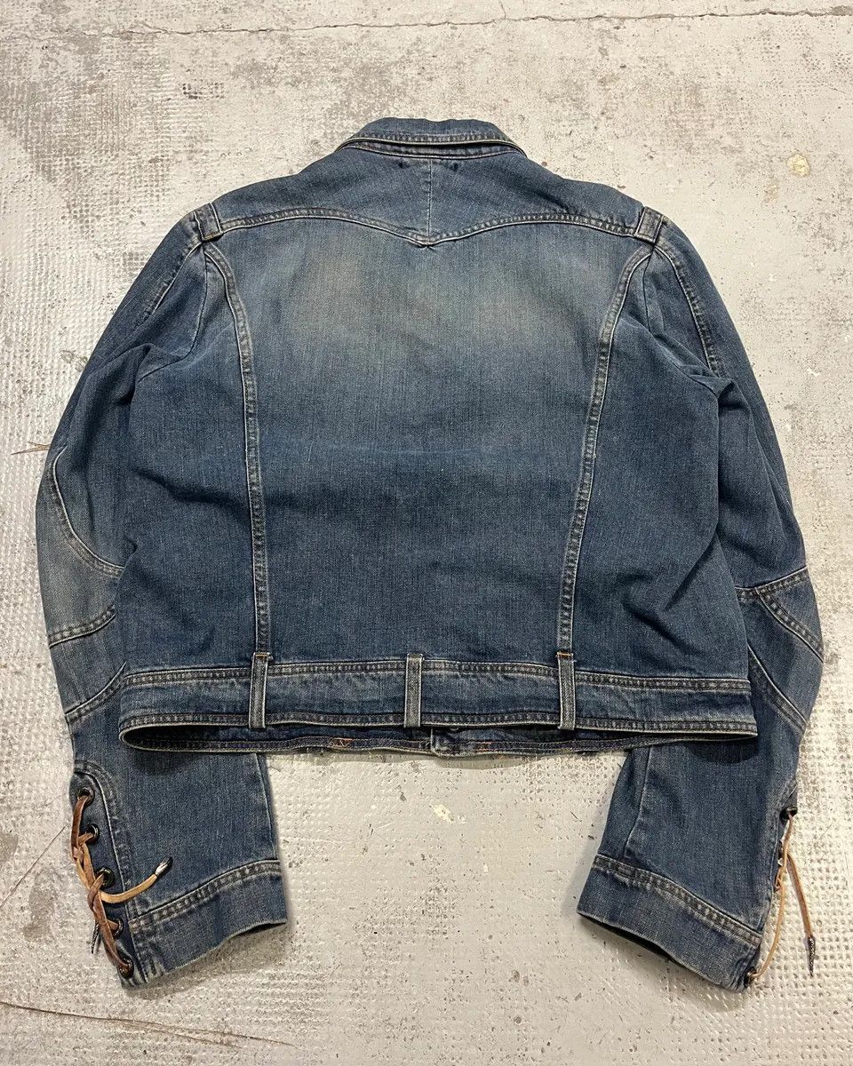 Roberto Cavalli SS2002 Roberto Cavalli Structured Laced Arm Blue Denim Jacket Size US M / EU 48-50 / 2 - 4 Thumbnail