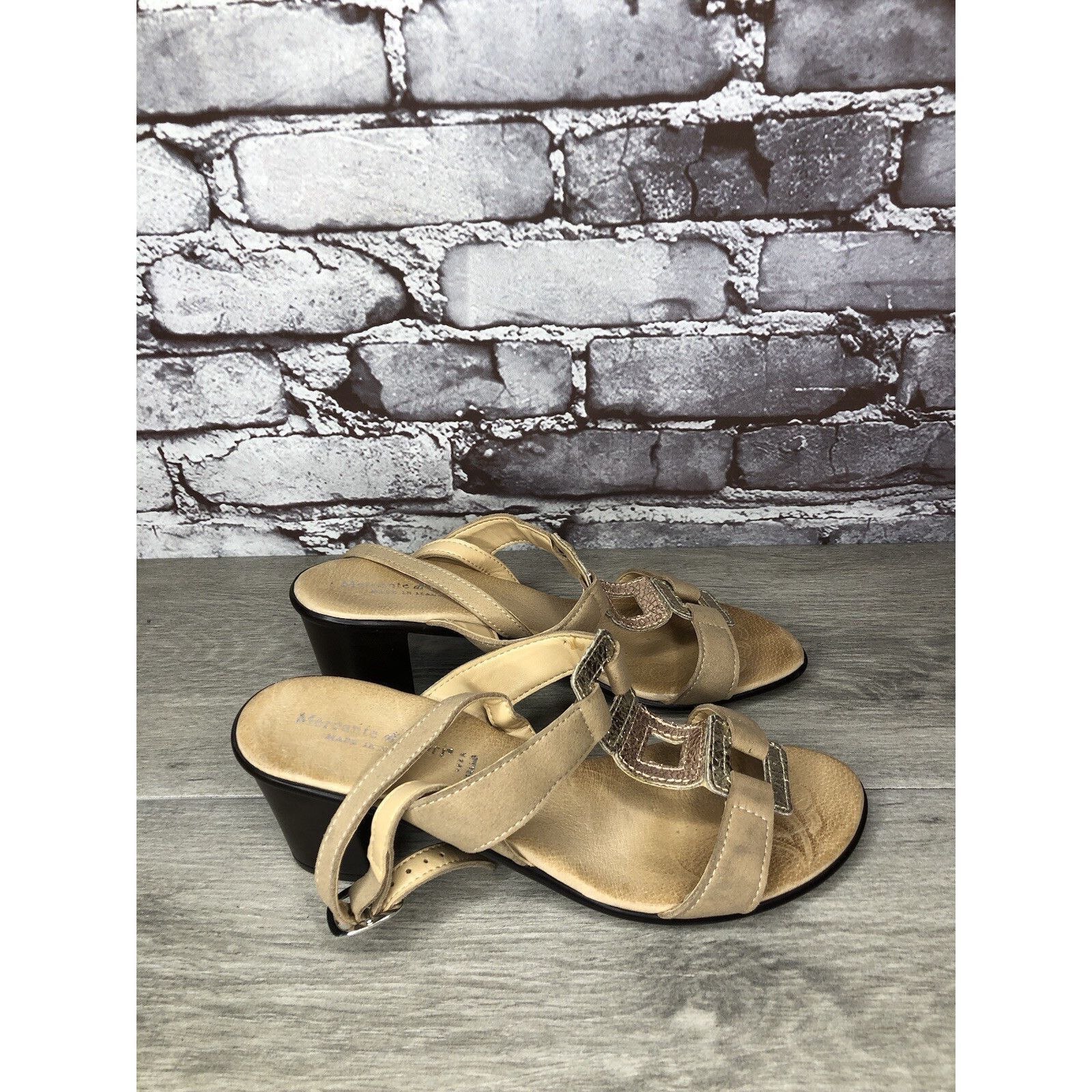 Other Mercante Di Fiori Tan Leather Ankle Strap Heel Sandals Women Size US 7.5 / IT 37.5 - 17 Thumbnail