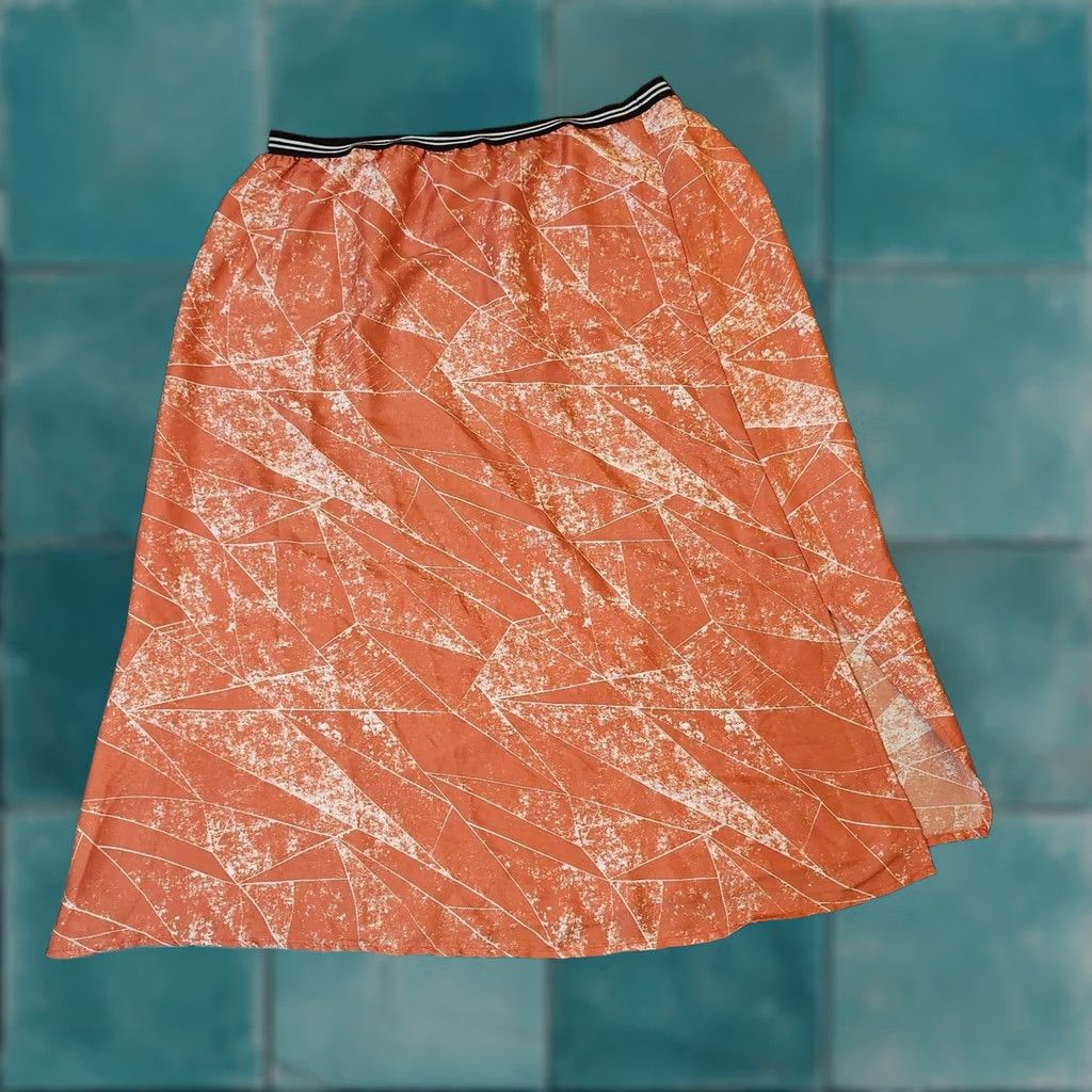 Nordstrom Trouvé Nordstrom Maxi Skirt Satin Slip Pull-On Size M Orange Multicolor Striped Slit Long Fall Womens Size 32" / US 10 / IT 46 - 1 Thumbnail