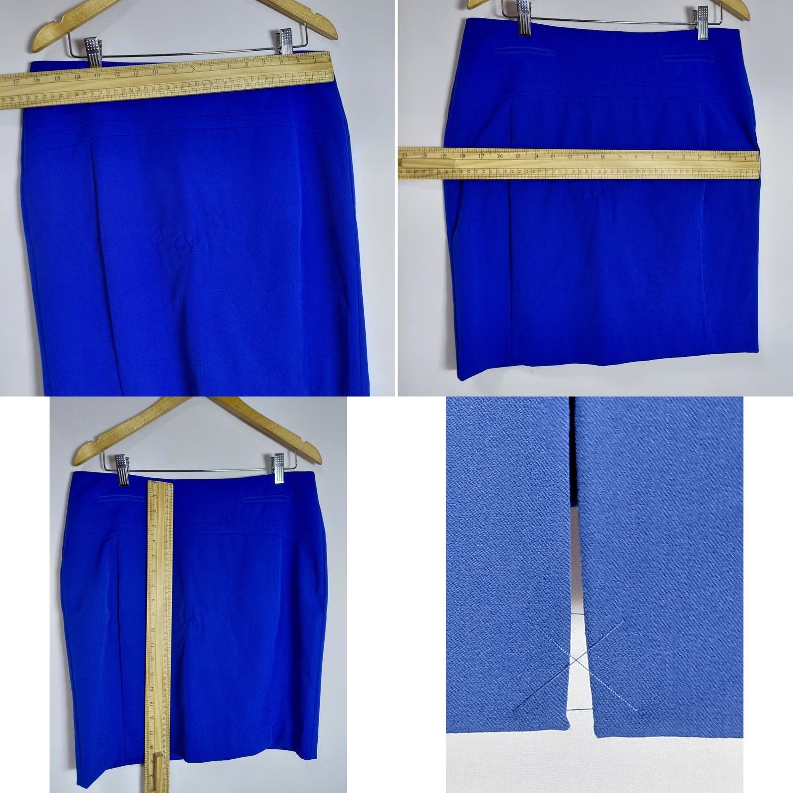 Express NWT EXPRESS Pencil Skirt Blue Solid Women Size 10 Skirt Knee Length Zip Stretch Spring Fall Business Casual Womens Blue Pencil Skirt NWT EXPRESS Size 32" / US 10 / IT 46 - 8 Thumbnail