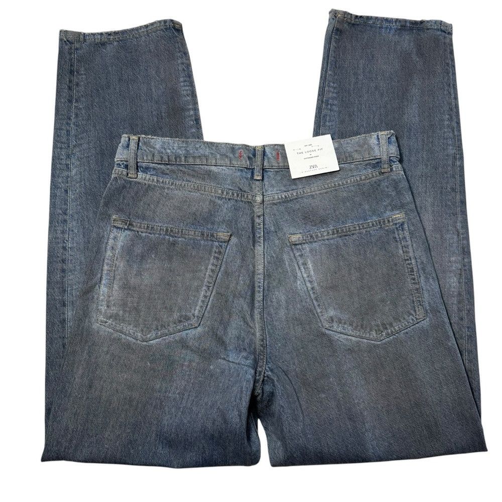Zara NWT New Zara The Loose Fit Jeans In Distressed Resin Size 6 Size 28" / US 6 / IT 42 - 4 Thumbnail