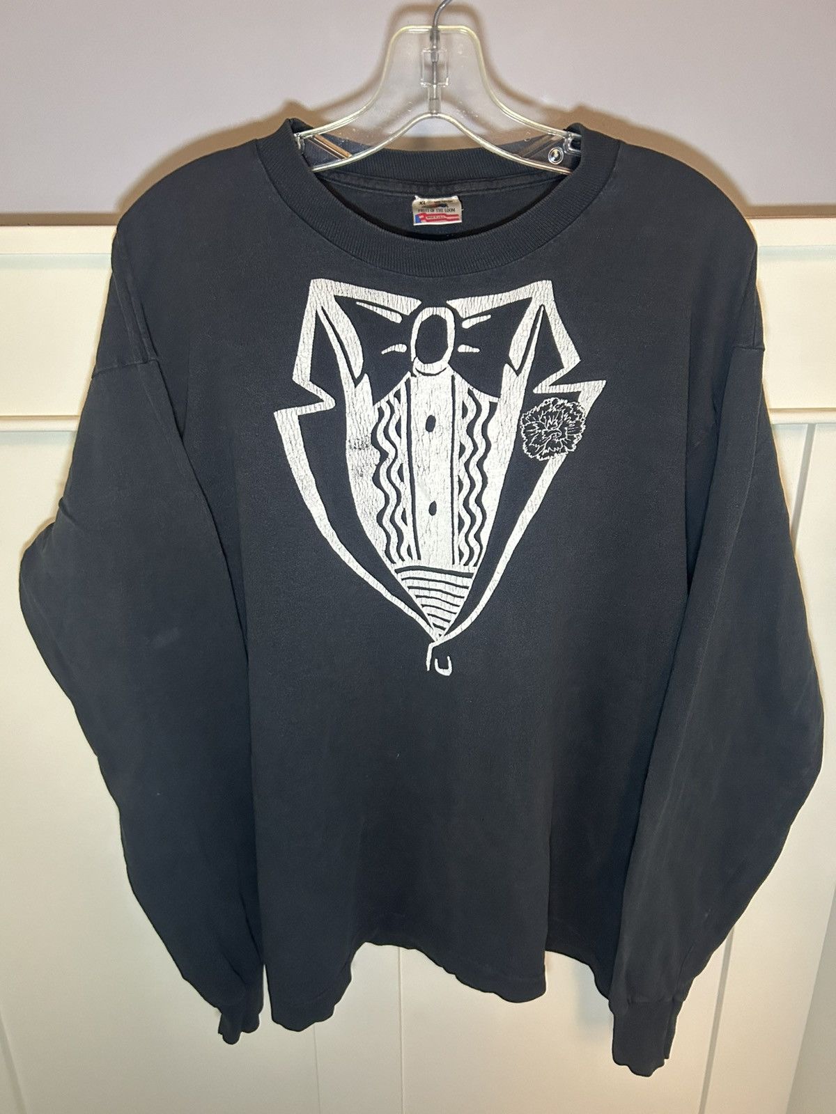 Fruit Of The Loom × Vintage Vintage 90’s Tuxedo print longsleeve single-stitch shirt Size US XL / EU 56 / 4 - 1 Thumbnail