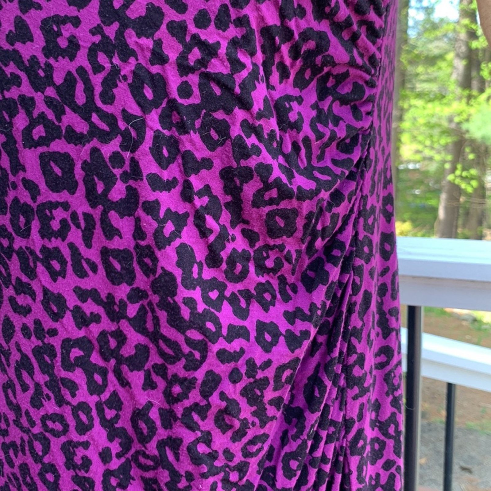 Loft Loft purple leopard print bodycon stretch knit dress Size M / US 6-8 / IT 42-44 - 4 Thumbnail