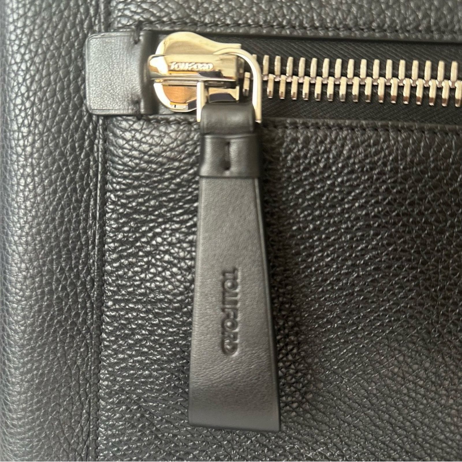 Tom Ford Buckley Leather Big Zip Clutch Black Pebbled Leather Size ONE SIZE - 16 Thumbnail