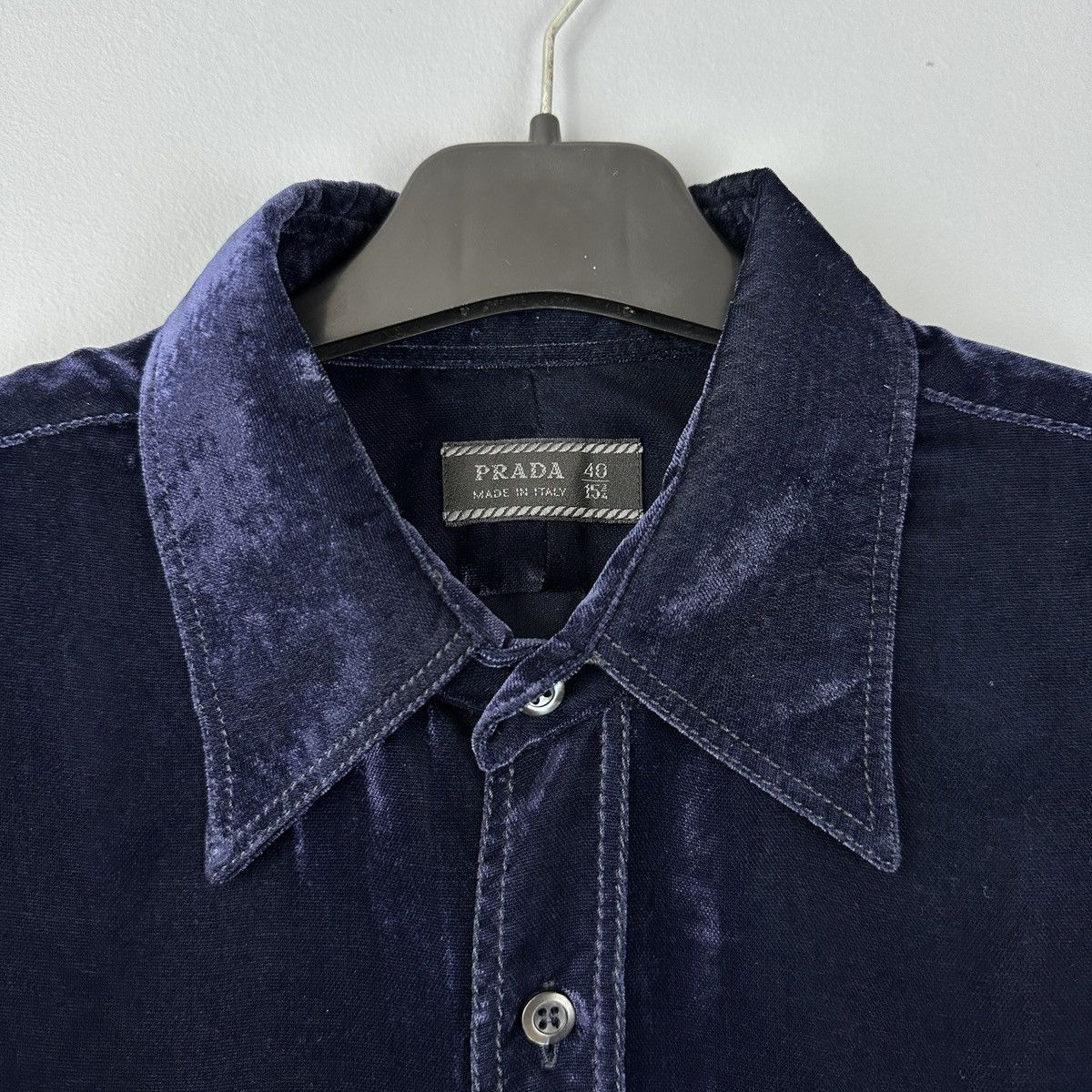 Prada Prada Navy Viscose Blend Button Up Shirt Size US M / EU 48-50 / 2 - 3 Thumbnail
