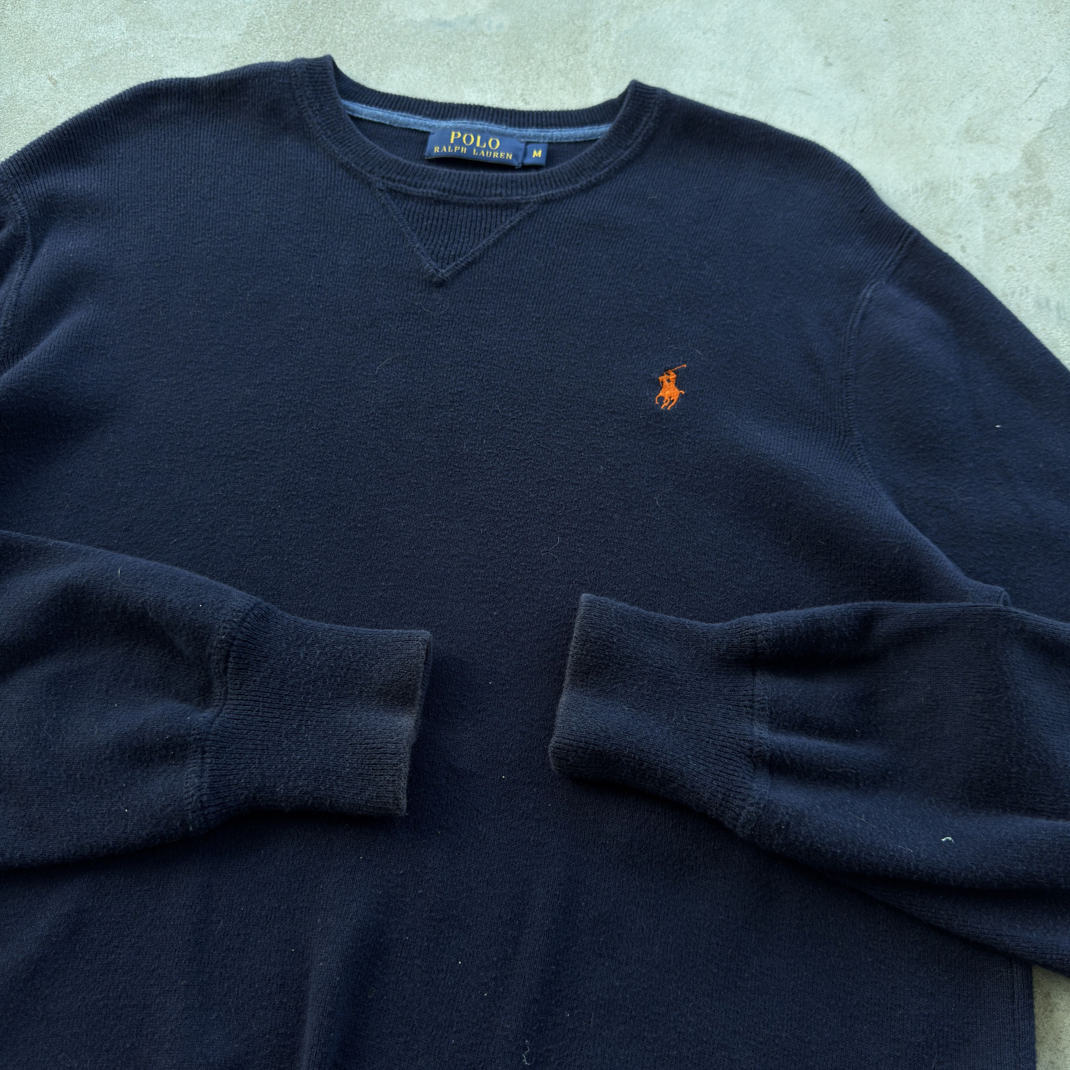 Polo Ralph Lauren Polo Ralph Lauren Navy Crewneck Sweater Orange Pony M Size US M / EU 48-50 / 2 - 4 Thumbnail