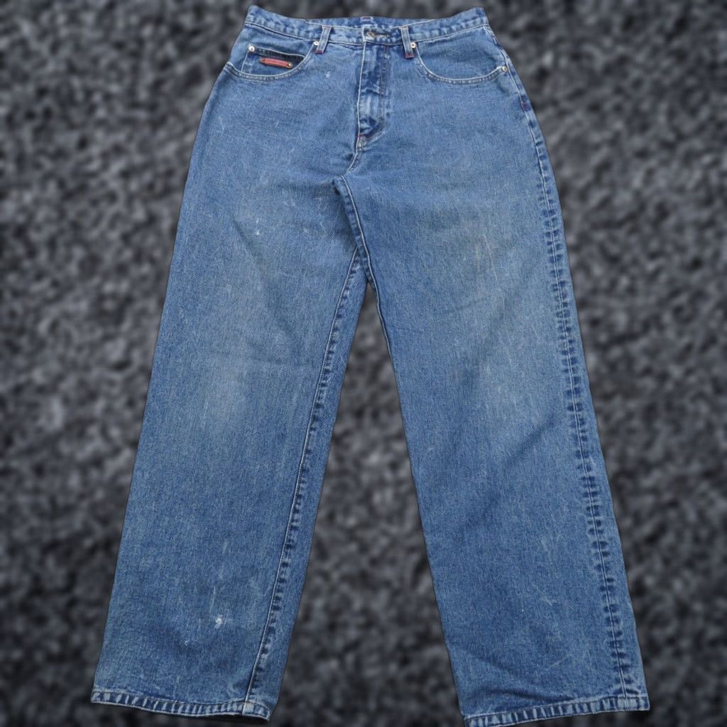 Logo 7 VINTAGE Pepe Jeans London Jeans Men 32 Baggy Embroidered Distressed Y2K Skater Grunge Logo Blue Cotton Denim 5-Pocket Style Wide-Leg 90s Mens Size US 32 / EU 48 - 1 Thumbnail