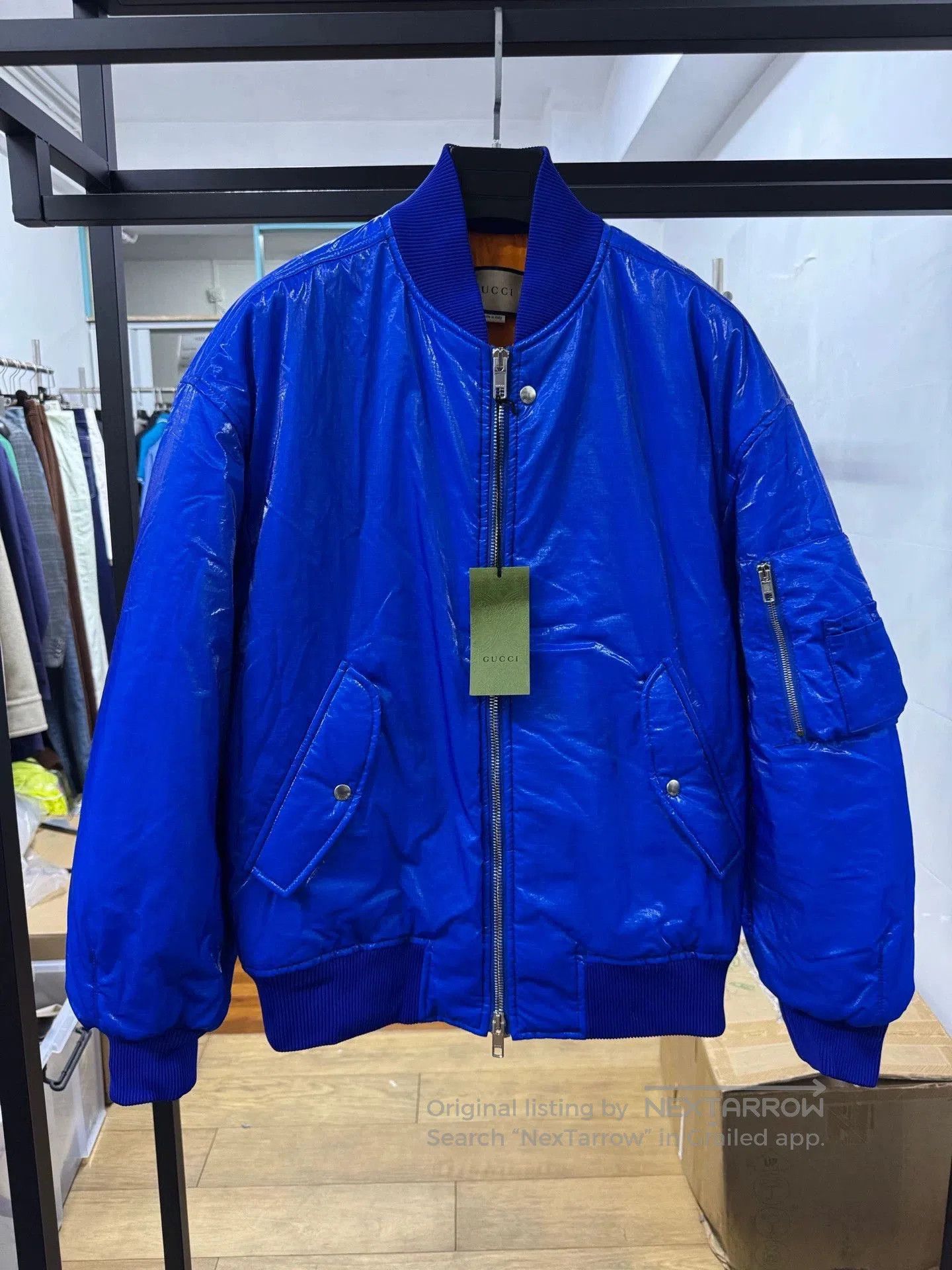 Gucci gucci men's bomber jacket in bright blue. Size US M / EU 48-50 / 2 - 1 Thumbnail