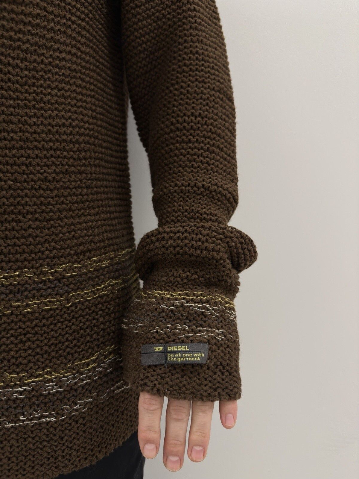 Diesel Vintage Diesel Knit Sweater Men Y2K Brown Pullover 2000s Size US L / EU 52-54 / 3 - 9 Thumbnail