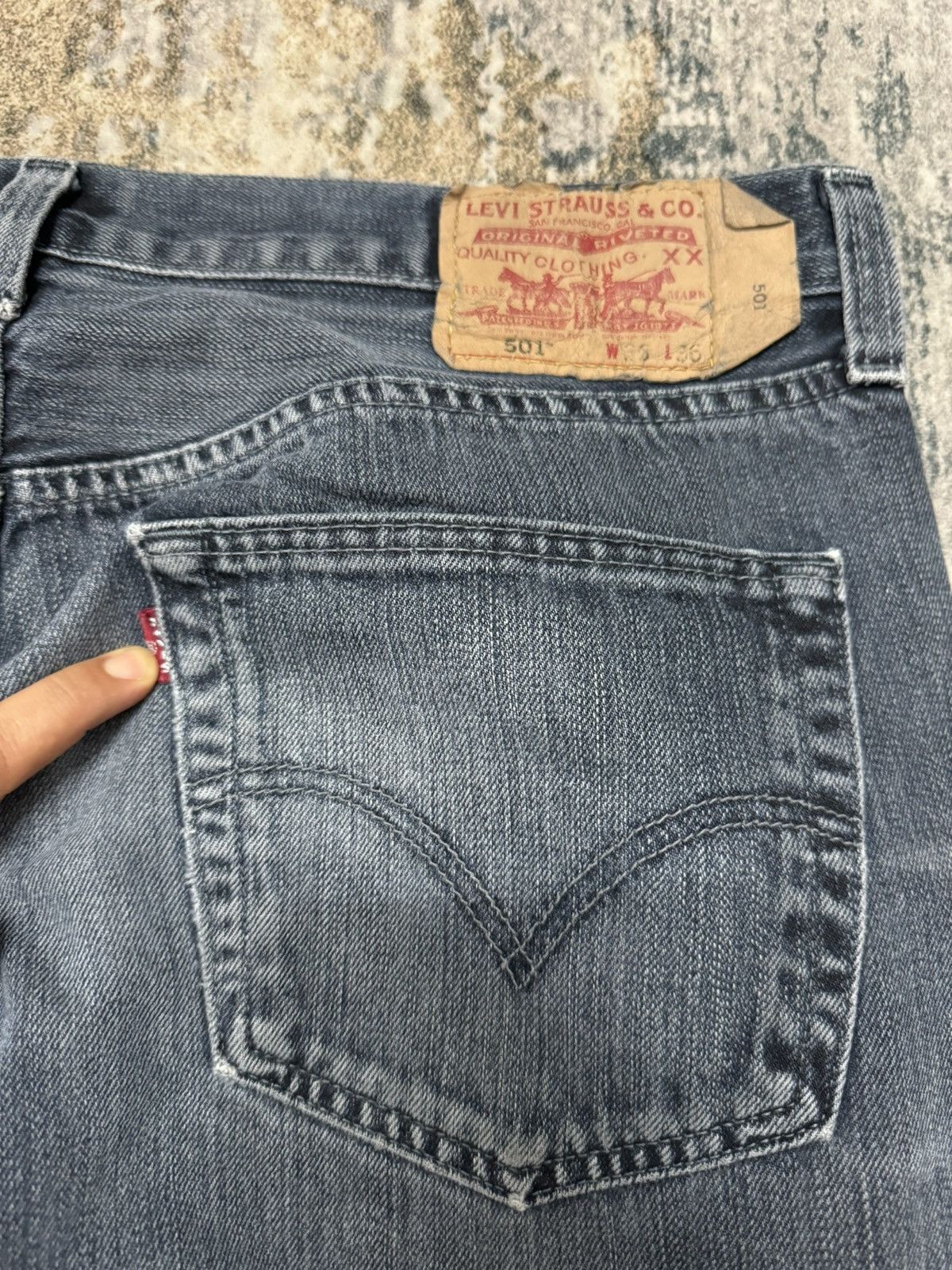 Levi's × Levi's Vintage Clothing × Vintage Vintage Levi’s 501 Distressed Blue Denim Jeans 34x35 Size US 34 / EU 50 - 10 Thumbnail