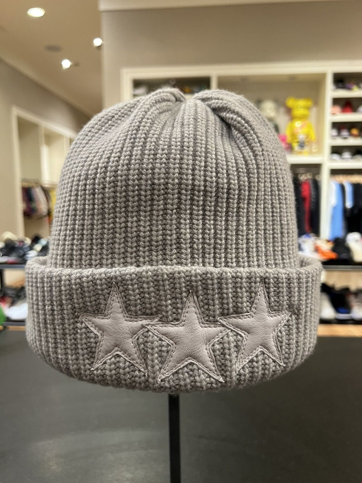 【Chrome Hearts】 Cashmere Beanie Grey ★正規品 Chrome Hearts Chrome Hearts Sludge Cashmere Knit Star Patch