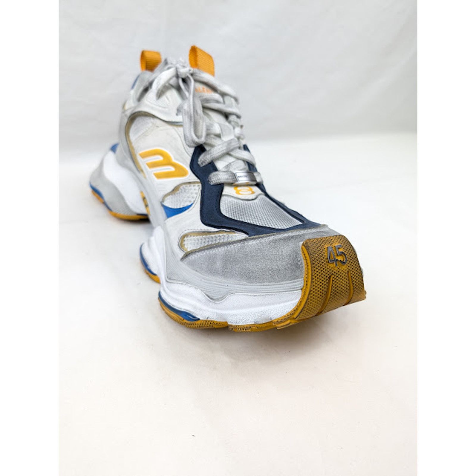 Balenciaga o1rshd1 Cargo Suede Low-Top Sneakers White/Grey/Orange/Blue Size US 10 / EU 43 - 6 Thumbnail