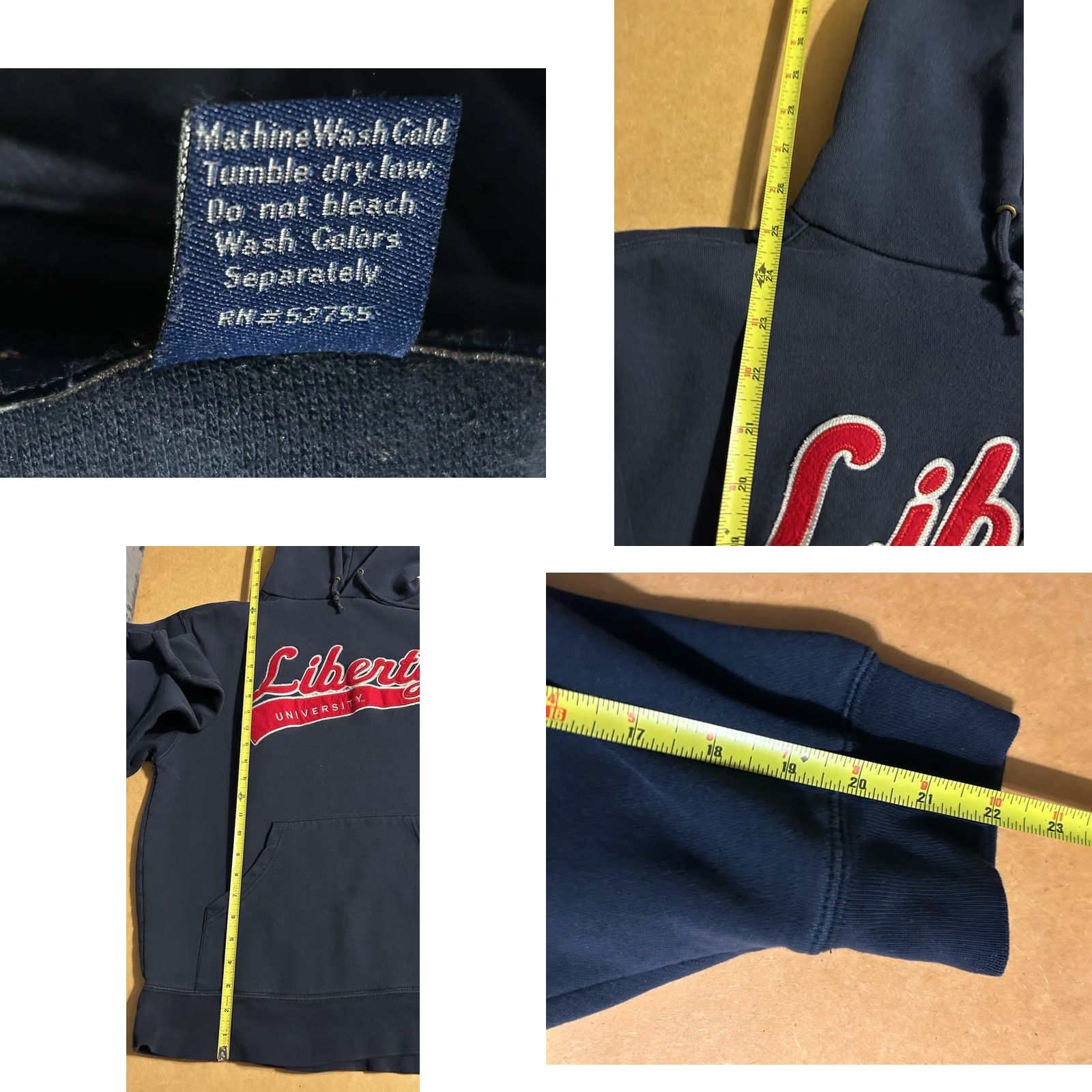 Jansport VTG Liberty University Hoodie Pullover Adult M Navy Blue Drawstring Logo 2000s University Jeans? Size US M / EU 48-50 / 2 - 9 Thumbnail