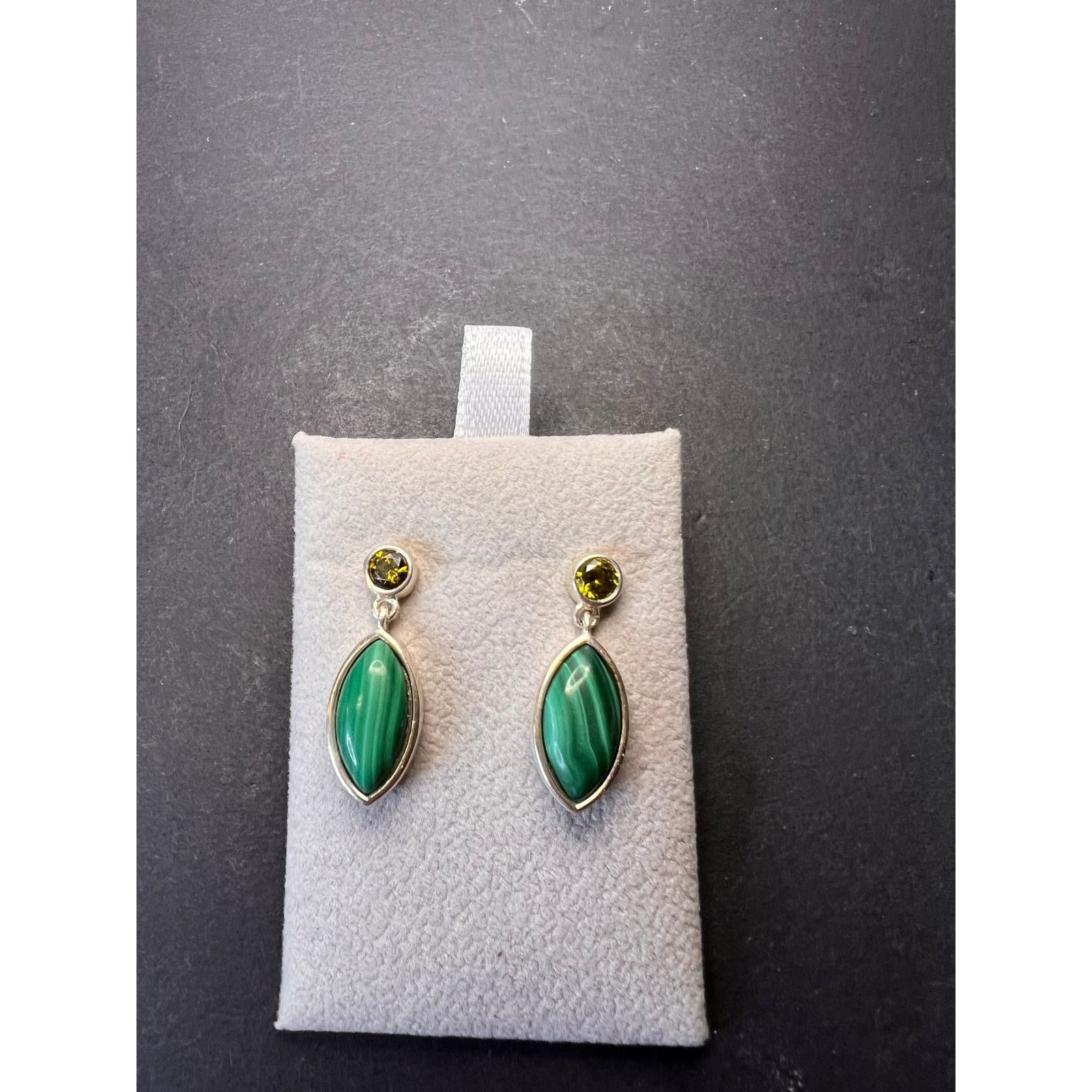 Other Malachite and olive CZ sterling silver earrings Size ONE SIZE - 8 Thumbnail