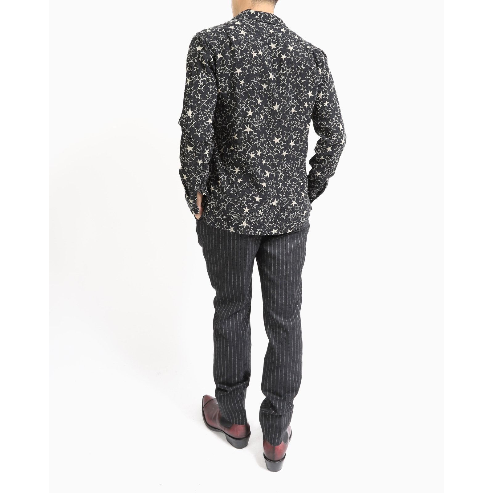 Saint Laurent Paris FW19 Star Print Shirt in Textured Silk Size US S / EU 44-46 / 1 - 4 Thumbnail