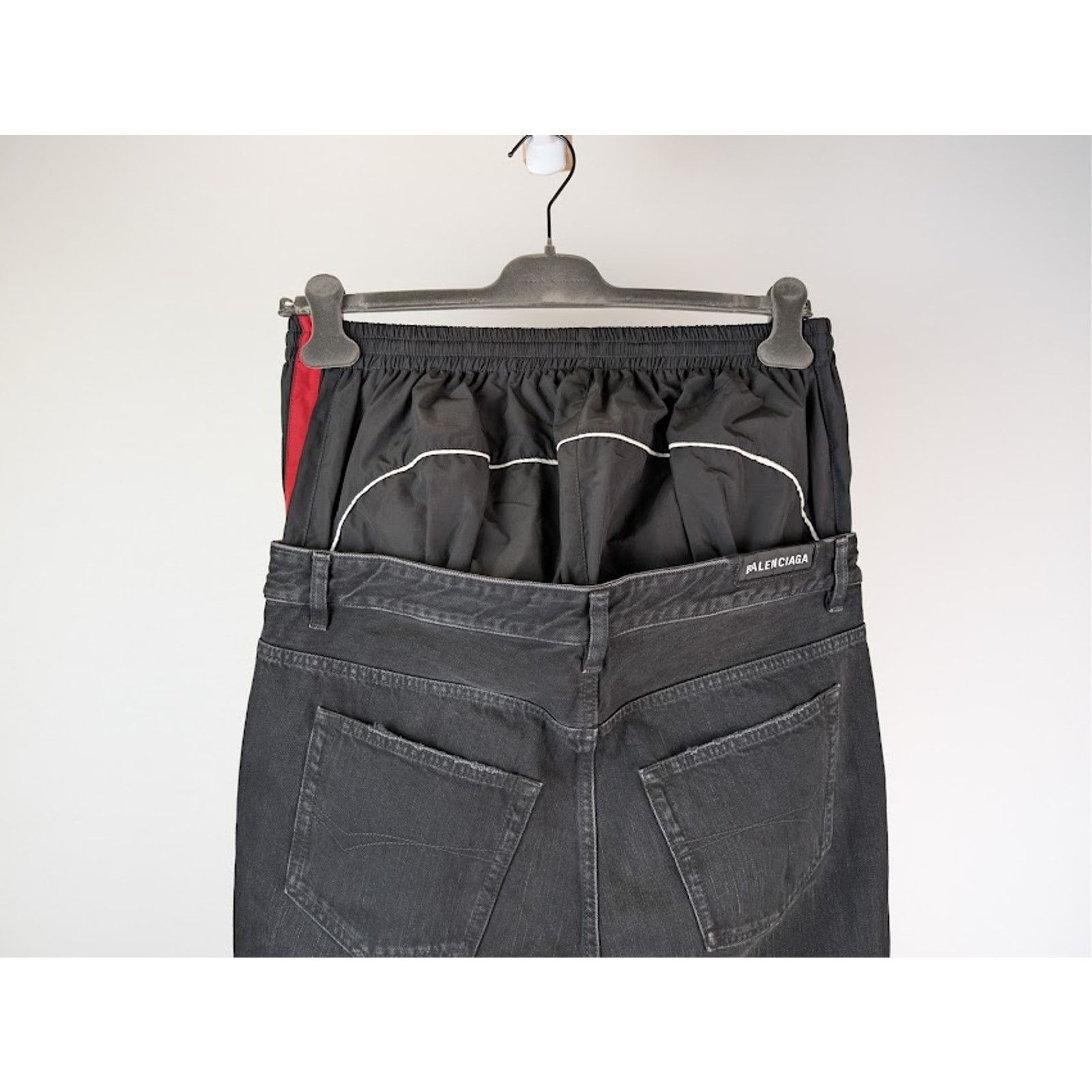 Balenciaga o1rshd1 Layered Kuroki Denim Jeans in Midnight Black Size US 34 / EU 50 - 13 Thumbnail