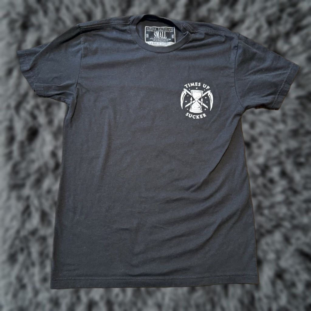 CO Savage Tacticians T Shirt Men’s Size S Black Times Up Sucker Graphic Print Skeleton Crew Neck Short Sleeve Shirt Mens Size US S / EU 44-46 / 1 - 1 Thumbnail