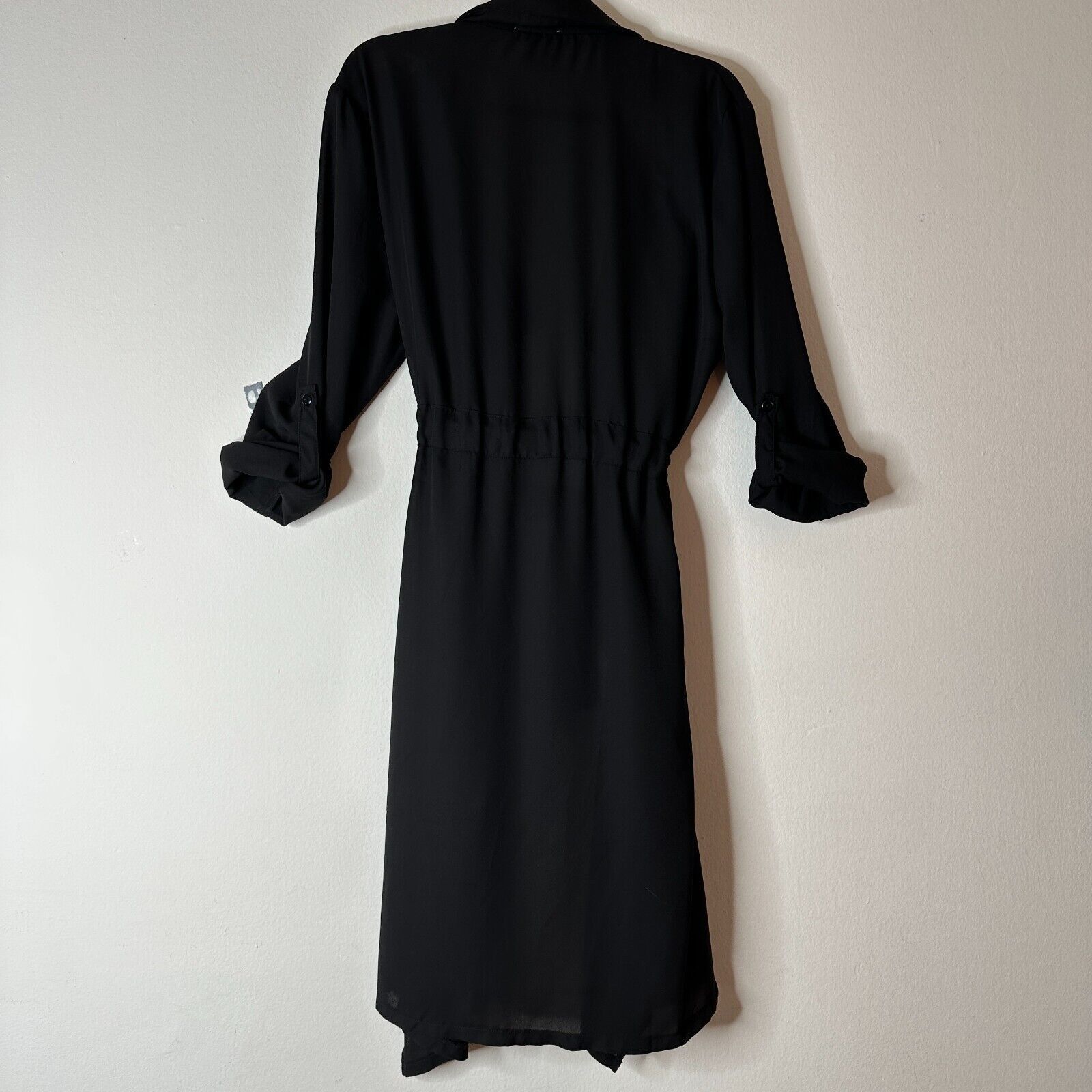 Other ReVamped Black Roll Tab Tie Waist Waterfall Neck Wrap Dress Size S / US 4 / IT 40 - 2 Thumbnail