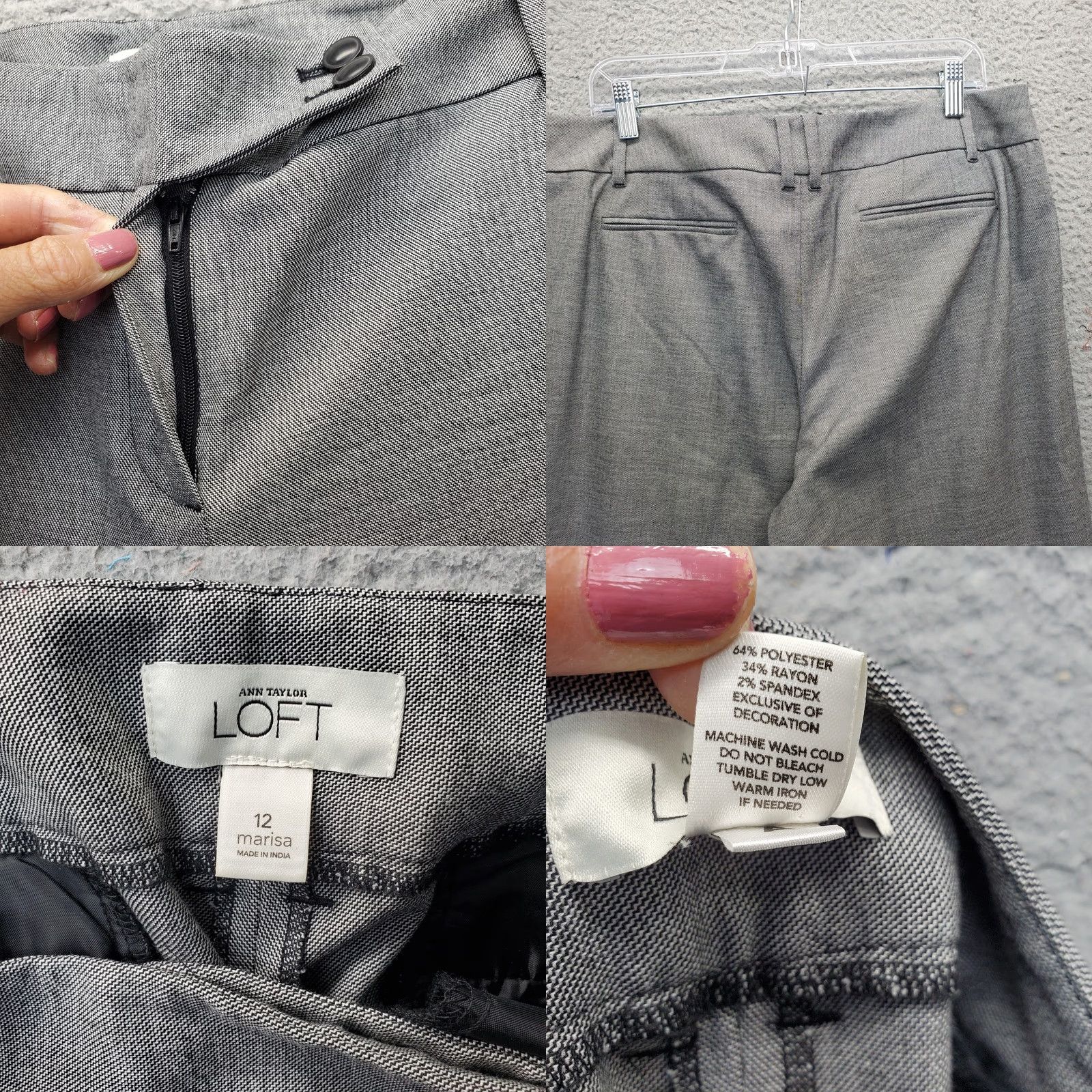 Loft LOFT 2 Piece Suit Jacket & Marisa Pants Womens 12/14 Gray Formal Single Breasted Size 34" / US 12 / IT 48 - 8 Thumbnail