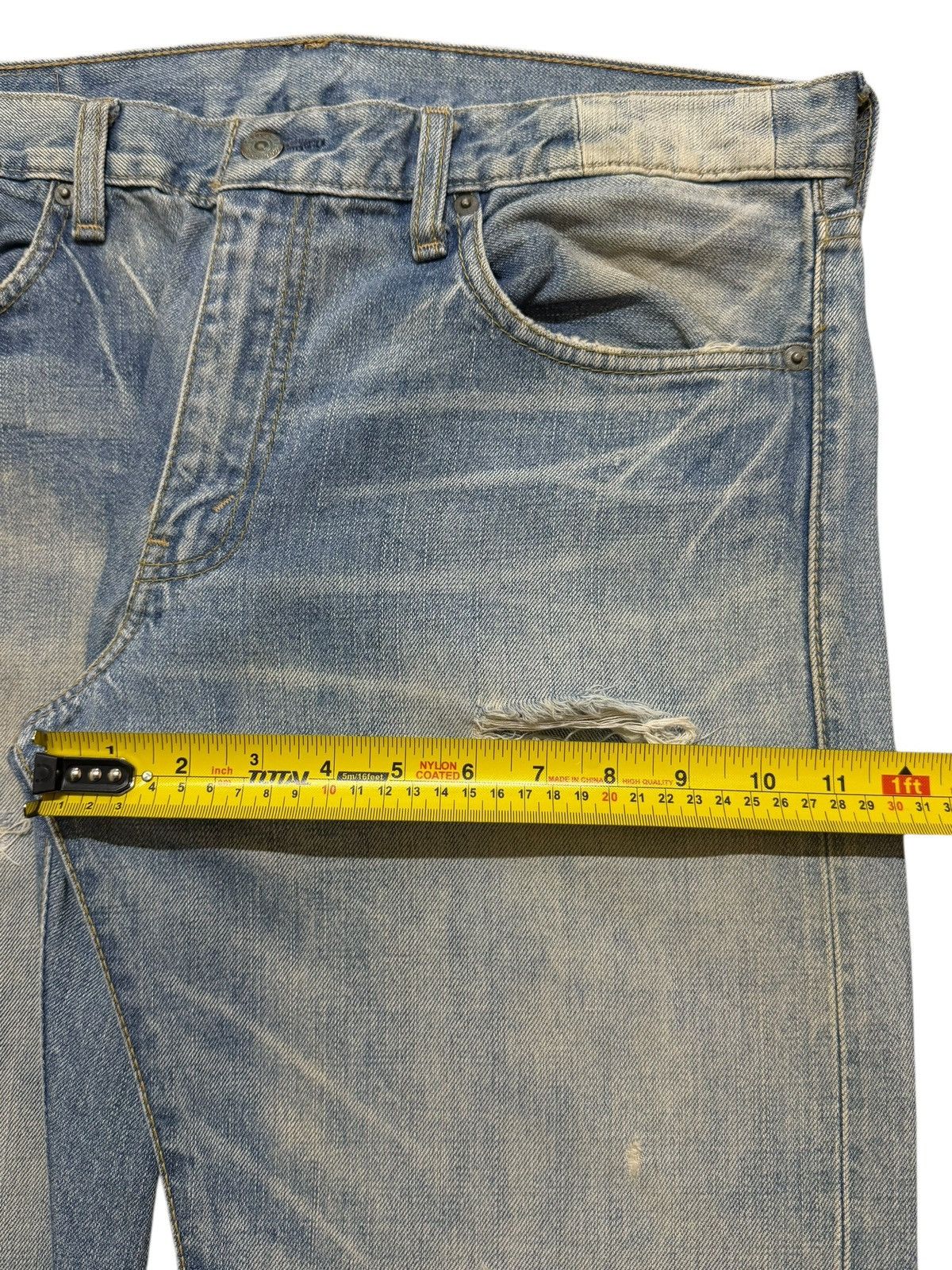 Levi's Vintage 90s Levis 505 Blue Faded Mud Wash Distress Straight Size US 35 - 15 Thumbnail