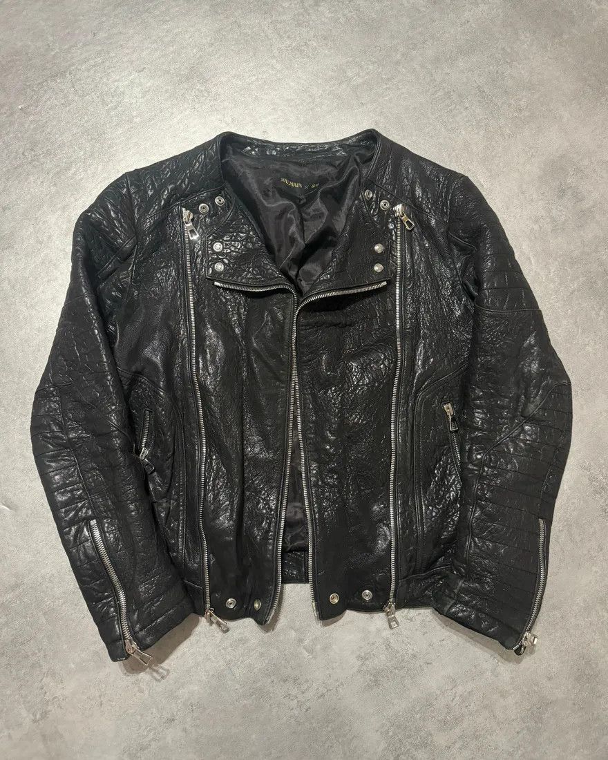 Pierre Balmain Leather Biker Jacket with Belt 54 | Grailed