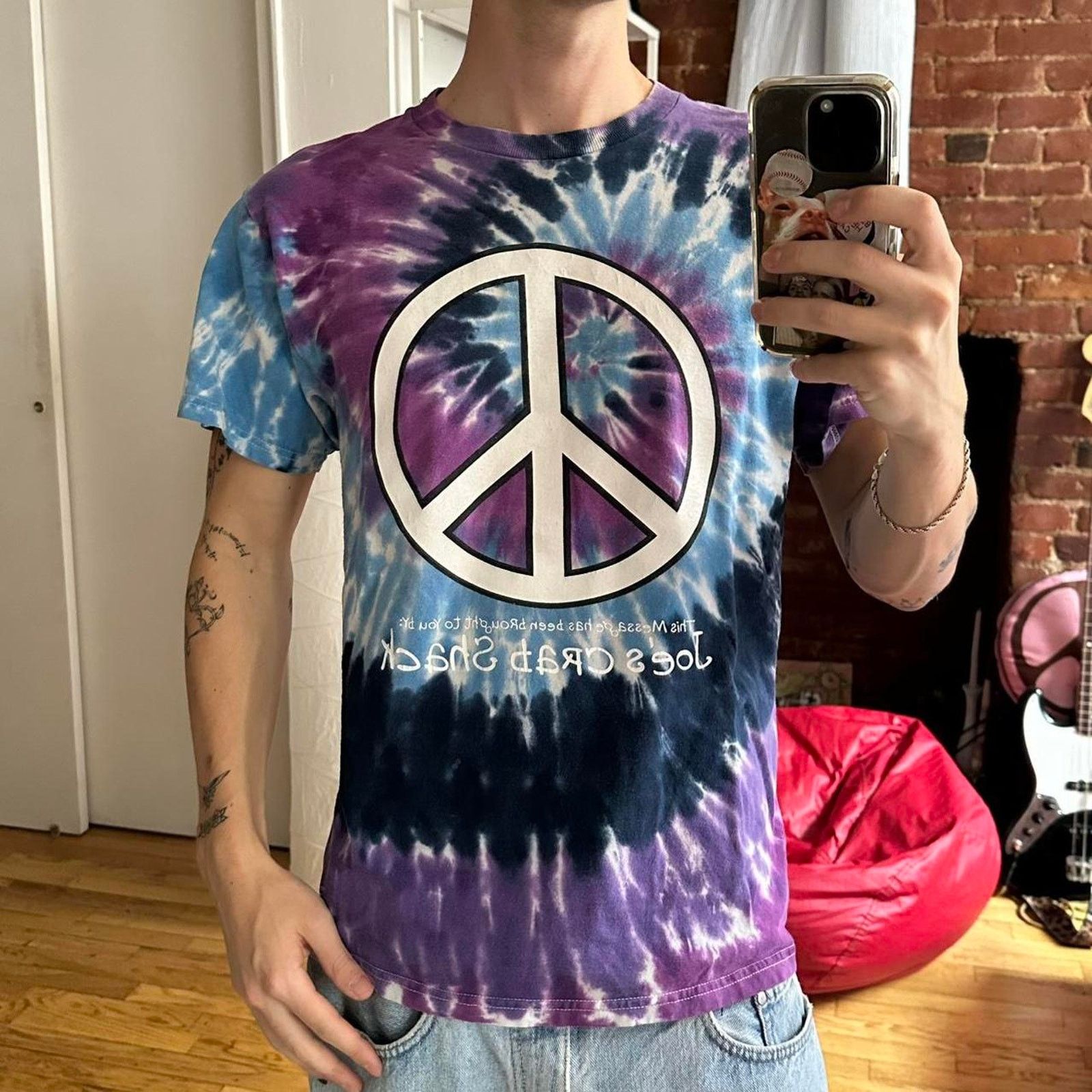 Vintage Vintage Joes Crab Shack Funny Peace Tie Dye Graphic Shirt Size US M / EU 48-50 / 2 - 6 Thumbnail