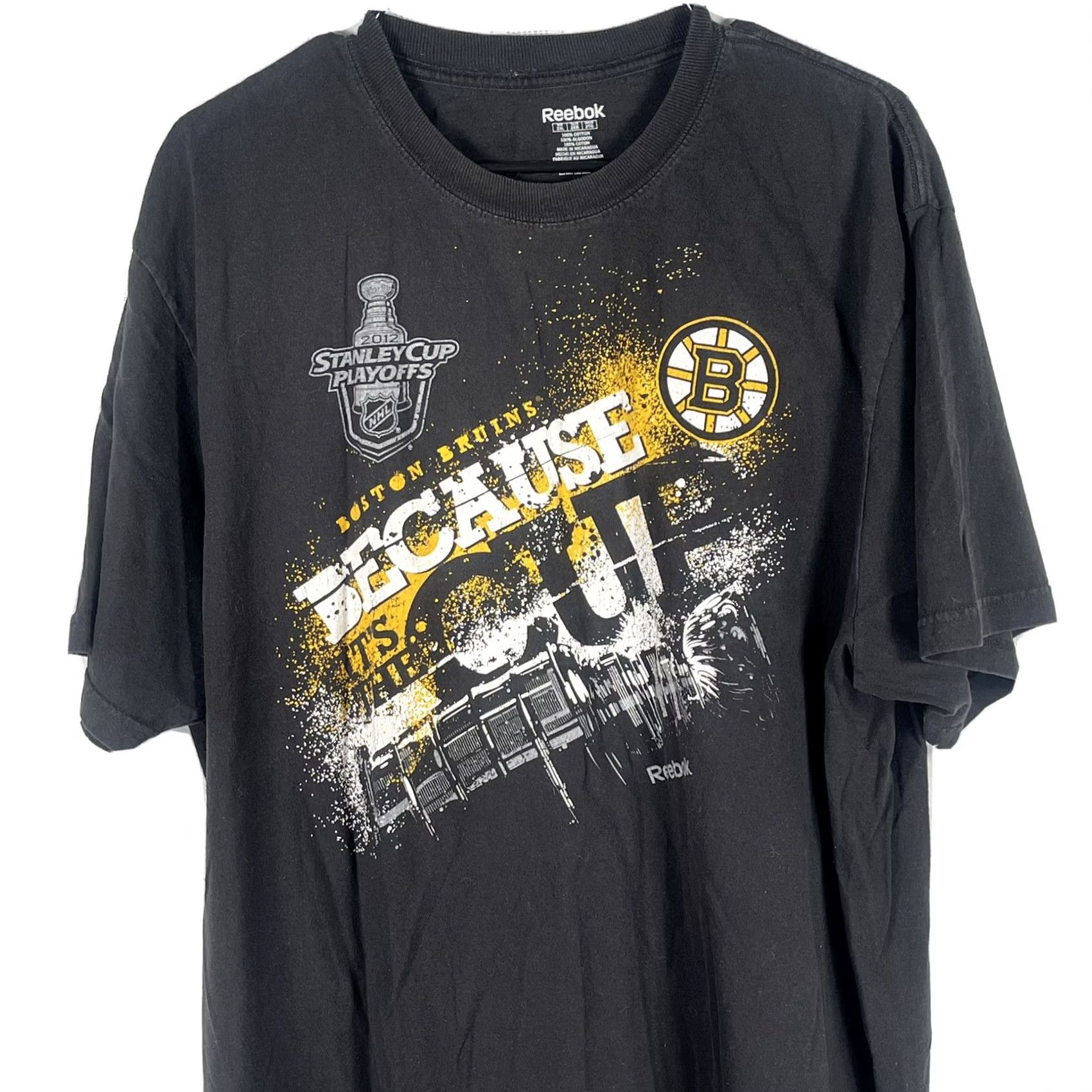 Reebok VINTAGE Reebok Boston Bruins Stanley Cup Playoffs Black Crew Neck T-shirt 2XL Mens Shirt Size US XXL / EU 58 / 5 - 3 Thumbnail