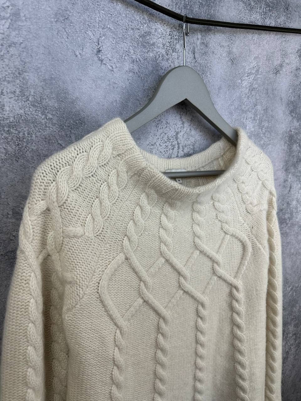 Reiss RRP $275 Reiss Tilly Aran Cable Knit Sweater Wool White Mock Size M / US 6-8 / IT 42-44 - 3 Thumbnail