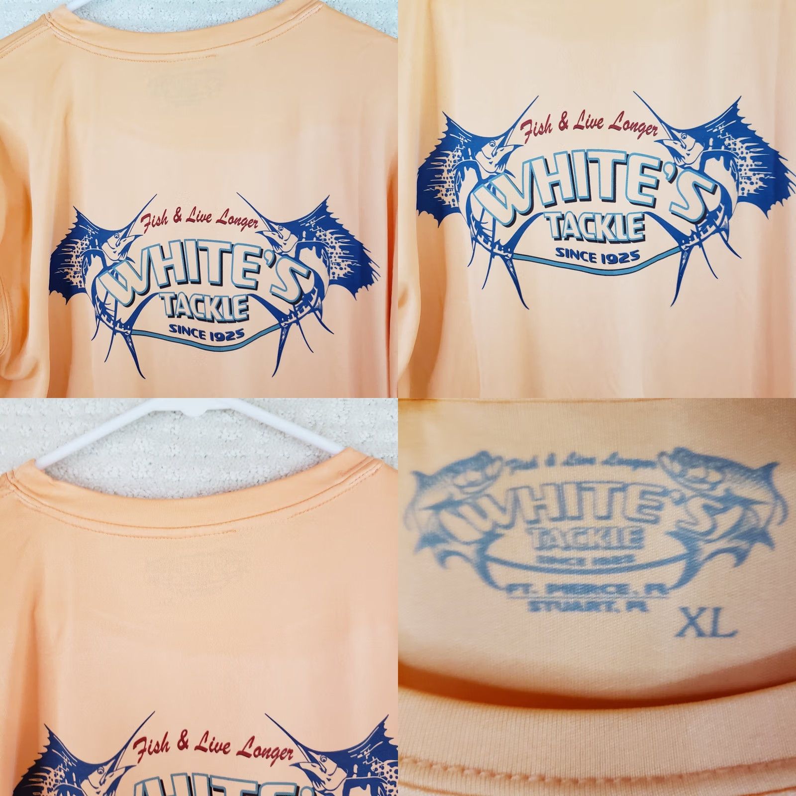 Vintage VINTAGE White's Tackle 50+ UV Shirt Men XL Sun Protection Long Sleeve Coral Orange Fishing Logo T-Shirt Regular Fit Size US XL / EU 56 / 4 - 8 Thumbnail