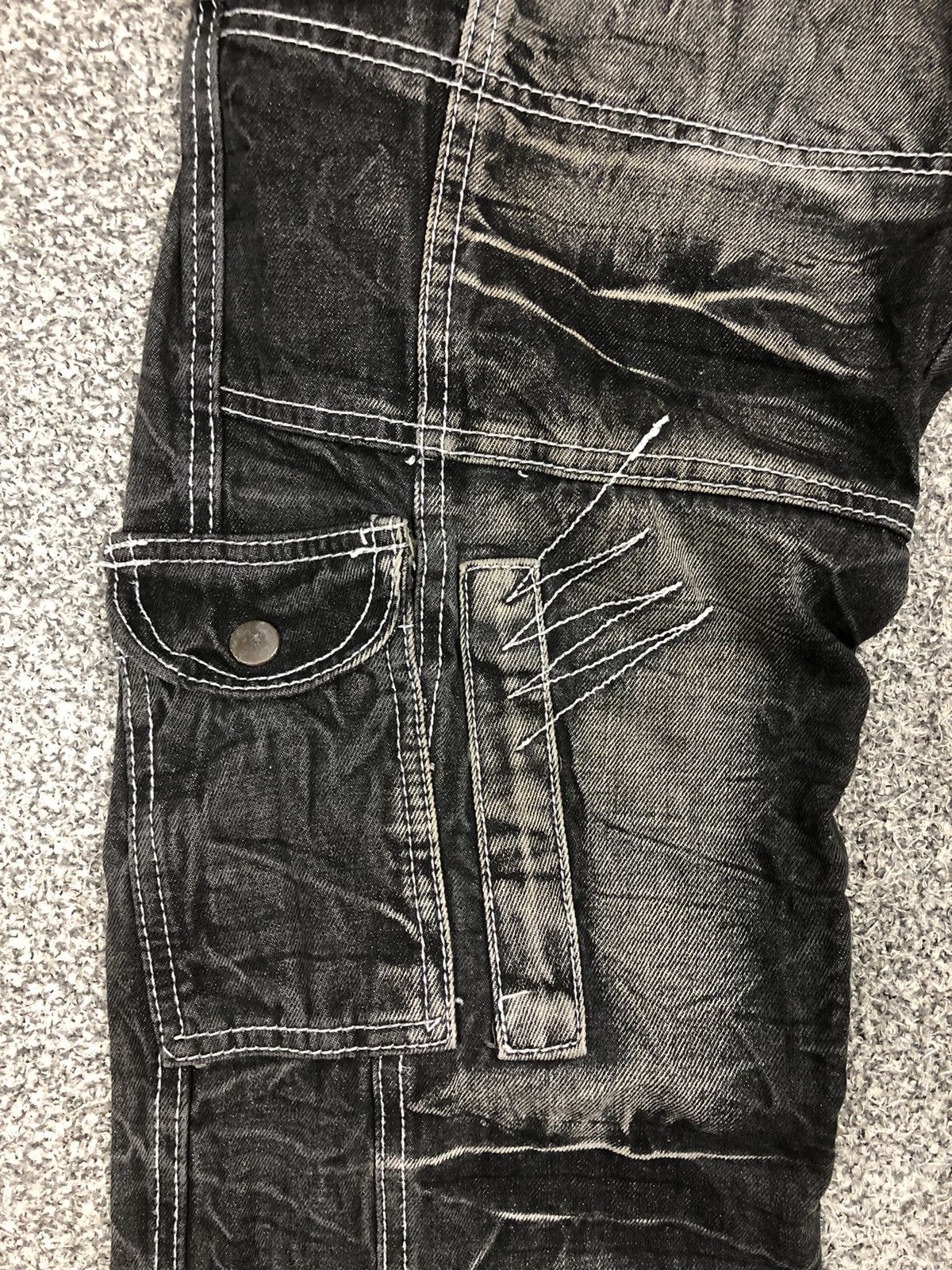 Japanese Brand Japanese Brands ASTON Faded Double Waist Cargo Jeans Size US 32 / EU 48 - 6 Thumbnail