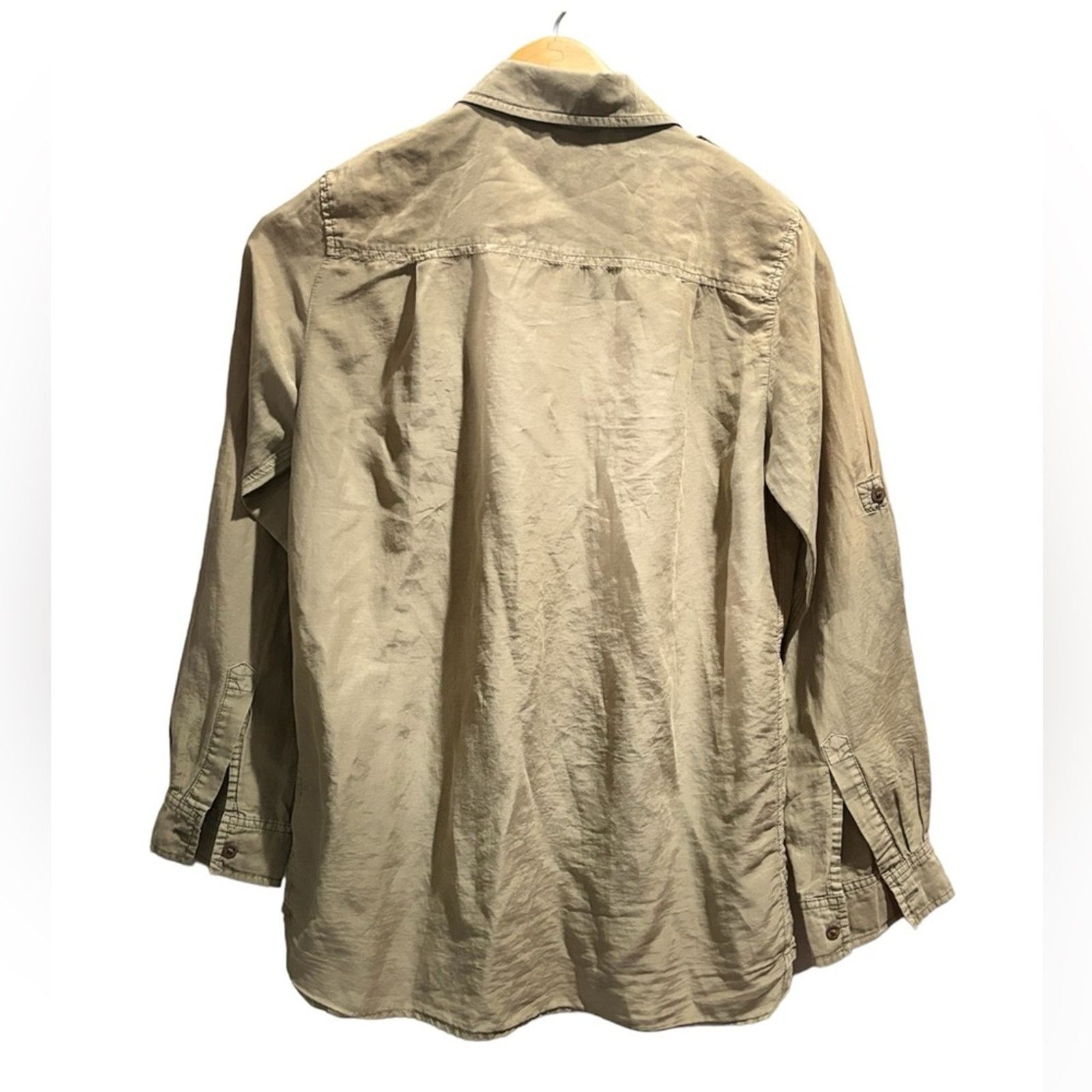 Michael Kors MICHAEL KORS Olive Green Button-Up Utility Blouse Sz S Size S / US 4 / IT 40 - 3 Thumbnail