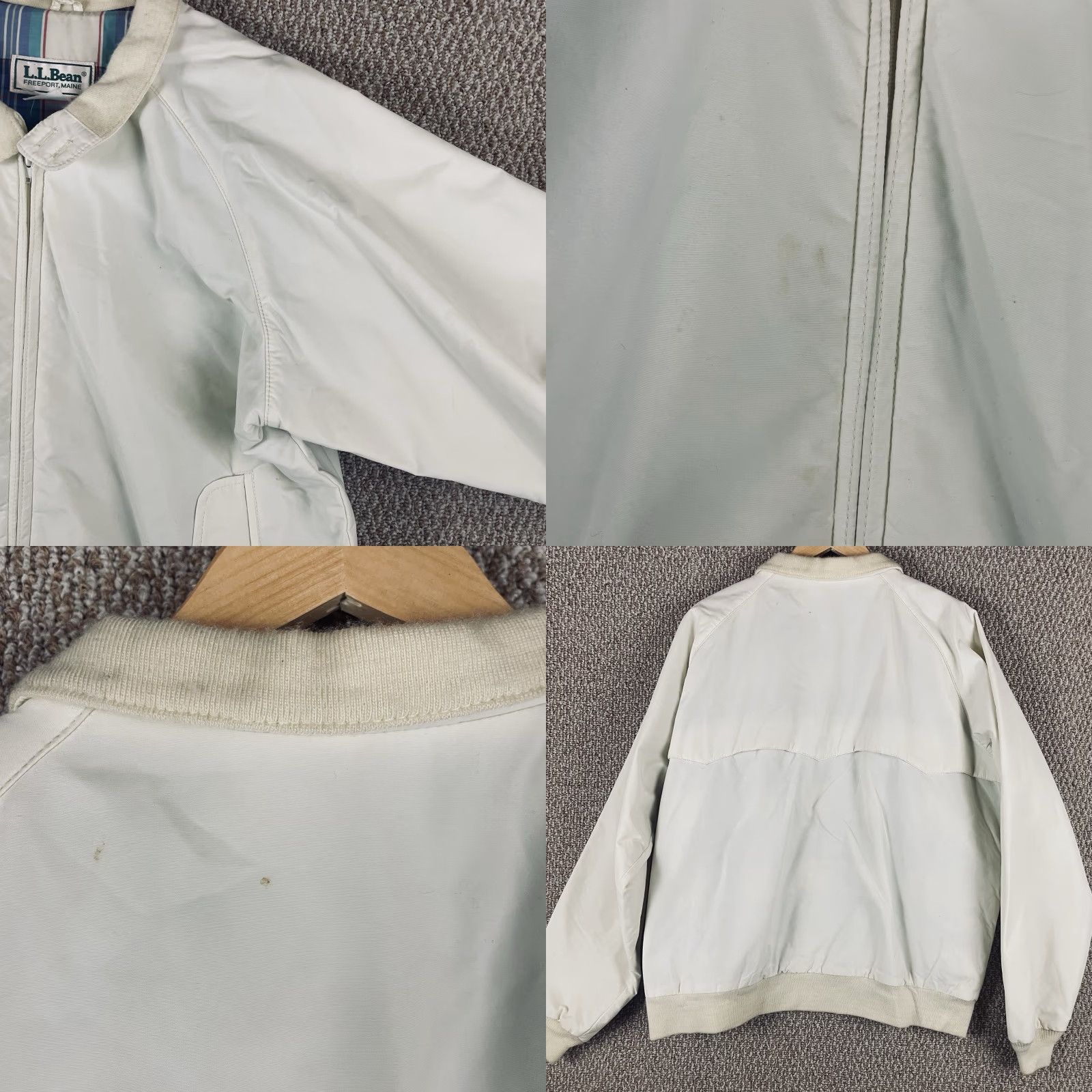 Vintage VINTAGE L.L. Bean Bomber Jacket Coat XL White Nylon Lined USA Mens Regular 90s Cotton Blend Pockets Size US XL / EU 56 / 4 - 8 Thumbnail