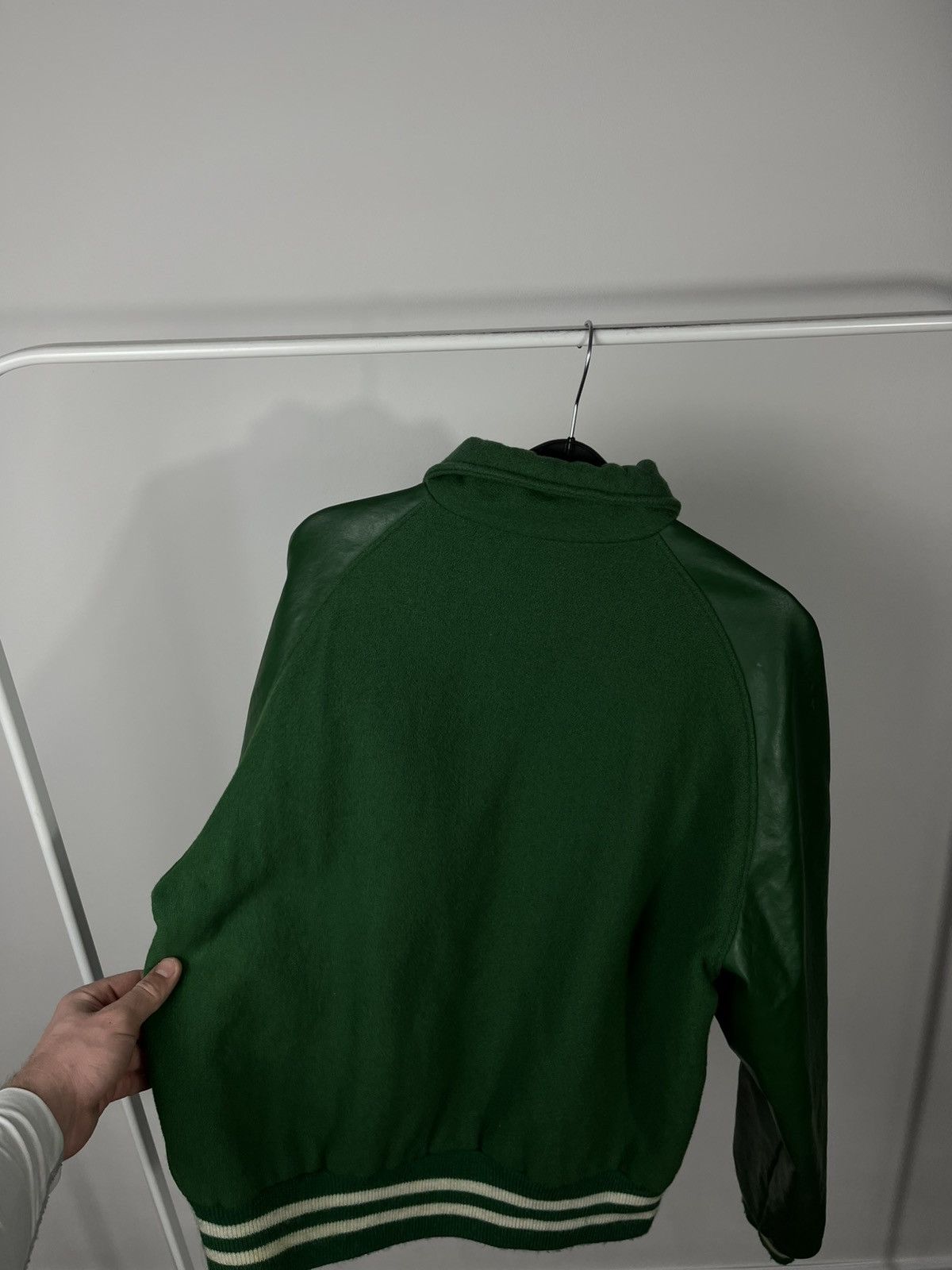 Other Vintage USA Varsity Jacket Green Wool Leather Size M Size US M / EU 48-50 / 2 - 16 Thumbnail