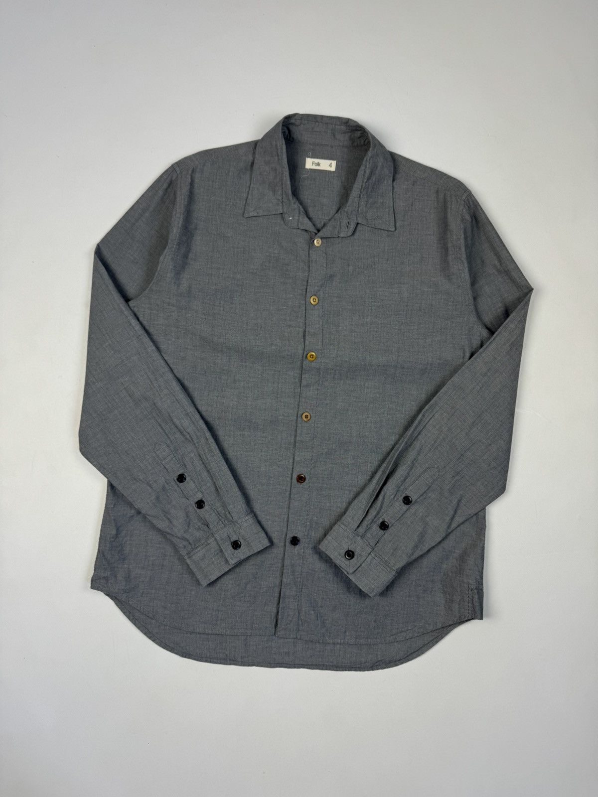 Folk FOLK Grey Cotton Button Down Long Sleeve Shirt Size US L / EU 52-54 / 3 - 1 Thumbnail