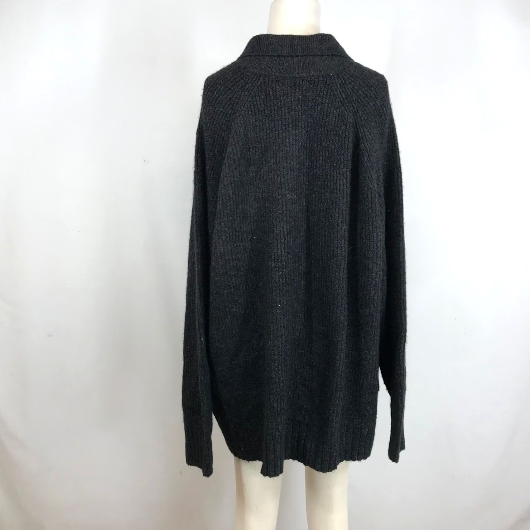 Vintage American Eagle V-Neck Polo Sweater Shirt Women XL Charcoal Gray Ribbed Oversized Tunic Pullover Long Sleeve Relaxed Knit Casual Modern Preppy Size XL / US 12-14 / IT 48-50 - 5 Thumbnail