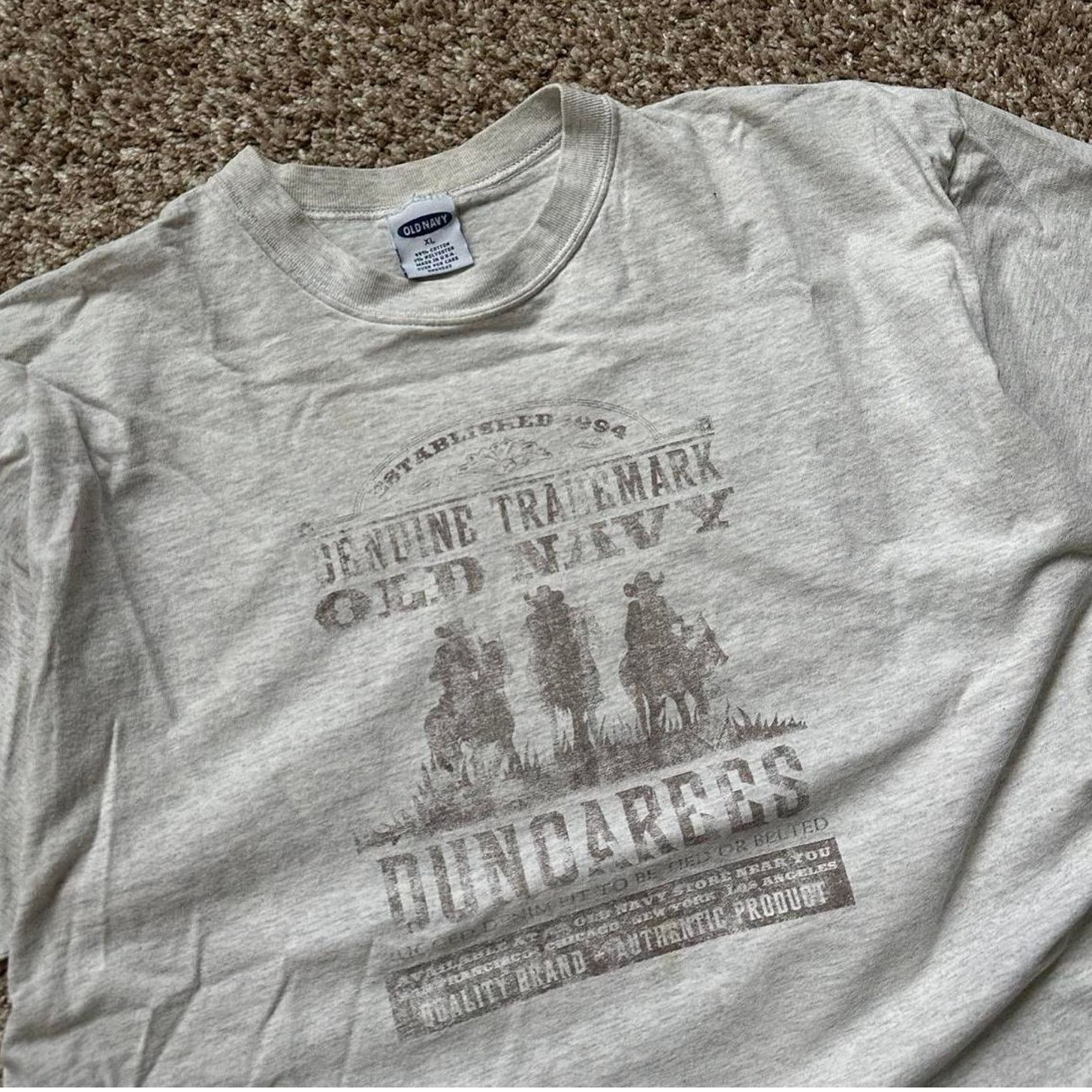 Old Navy × Vintage Vintage 00s Old Navy Western Dungarees Cowboy Tee Shirt Size US XL / EU 56 / 4 - 6 Thumbnail