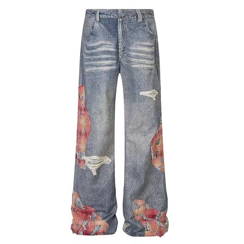 Japanese Brand Design printed patchwork flared jeans Size US 29 - 7 Thumbnail