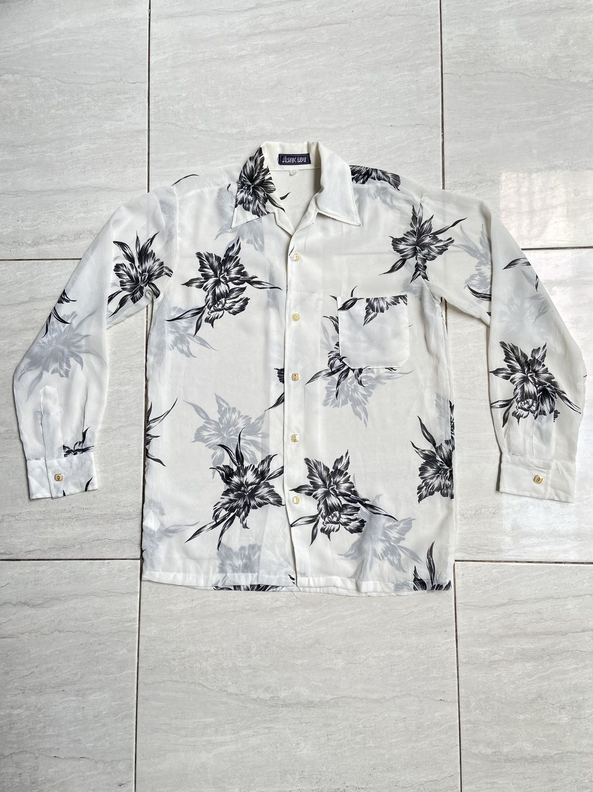 Designer × Japanese Brand ASTEC LIVE White Flower Motive Shirt Size US S / EU 44-46 / 1 - 6 Thumbnail